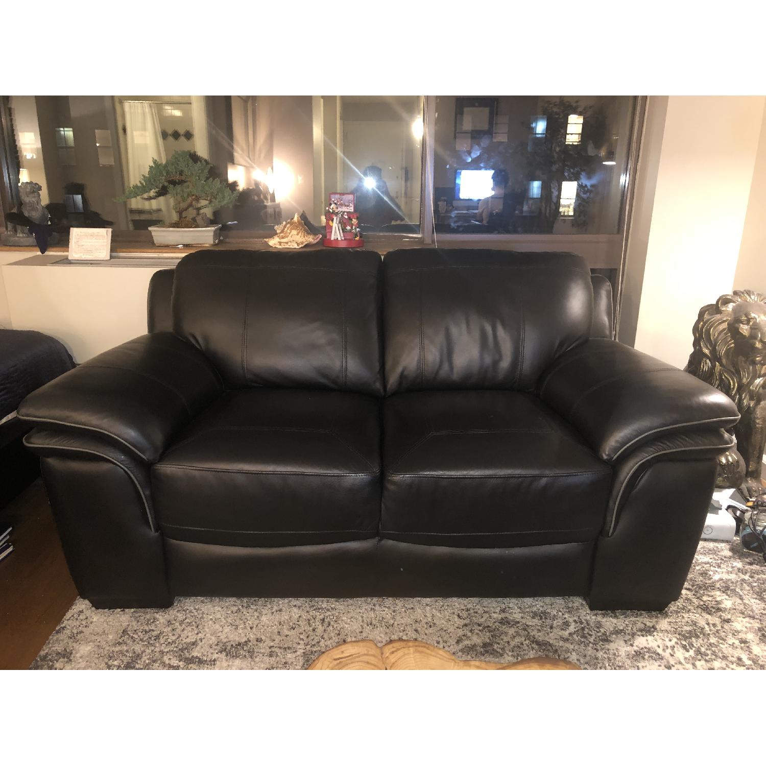 Rooms To Go Black Leather Loveseat - image-4