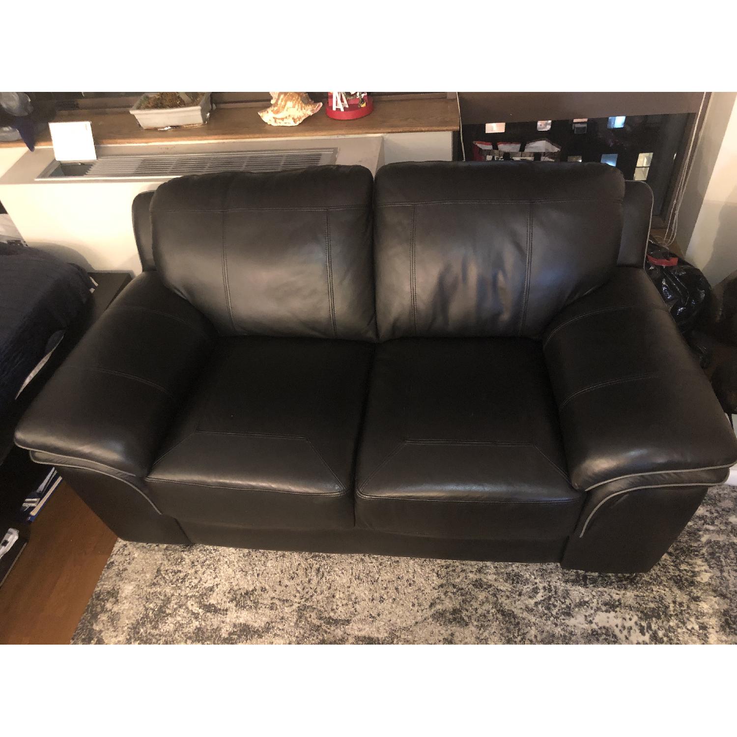 Rooms To Go Black Leather Loveseat - image-5
