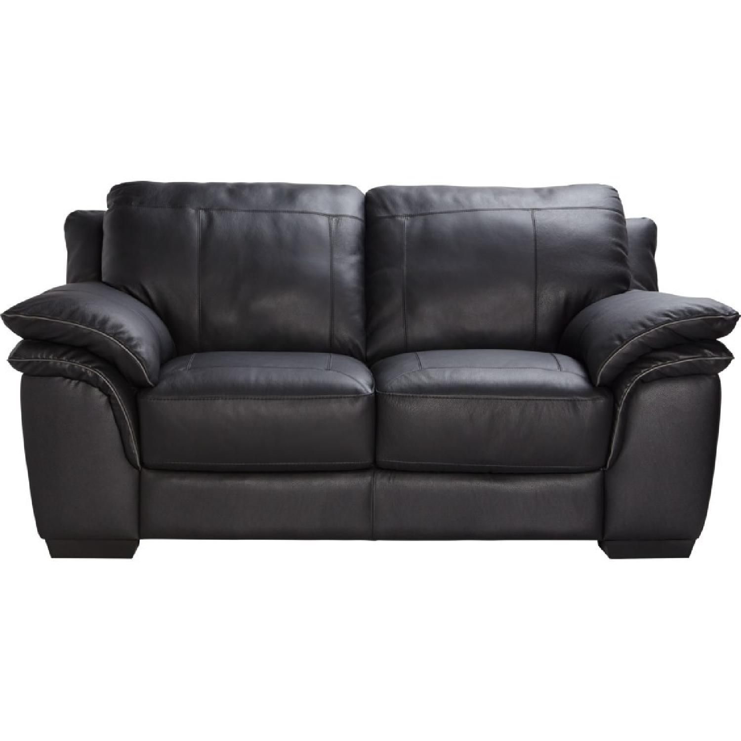 Rooms To Go Black Leather Loveseat - image-0