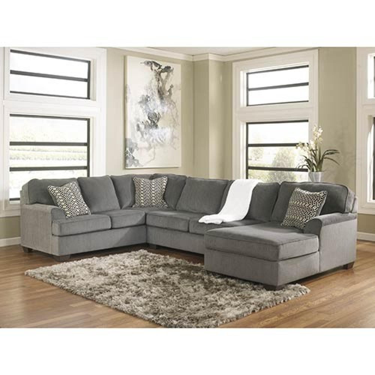 Ashley Grey Chenille 3 Piece Sectional Sofa - image-1