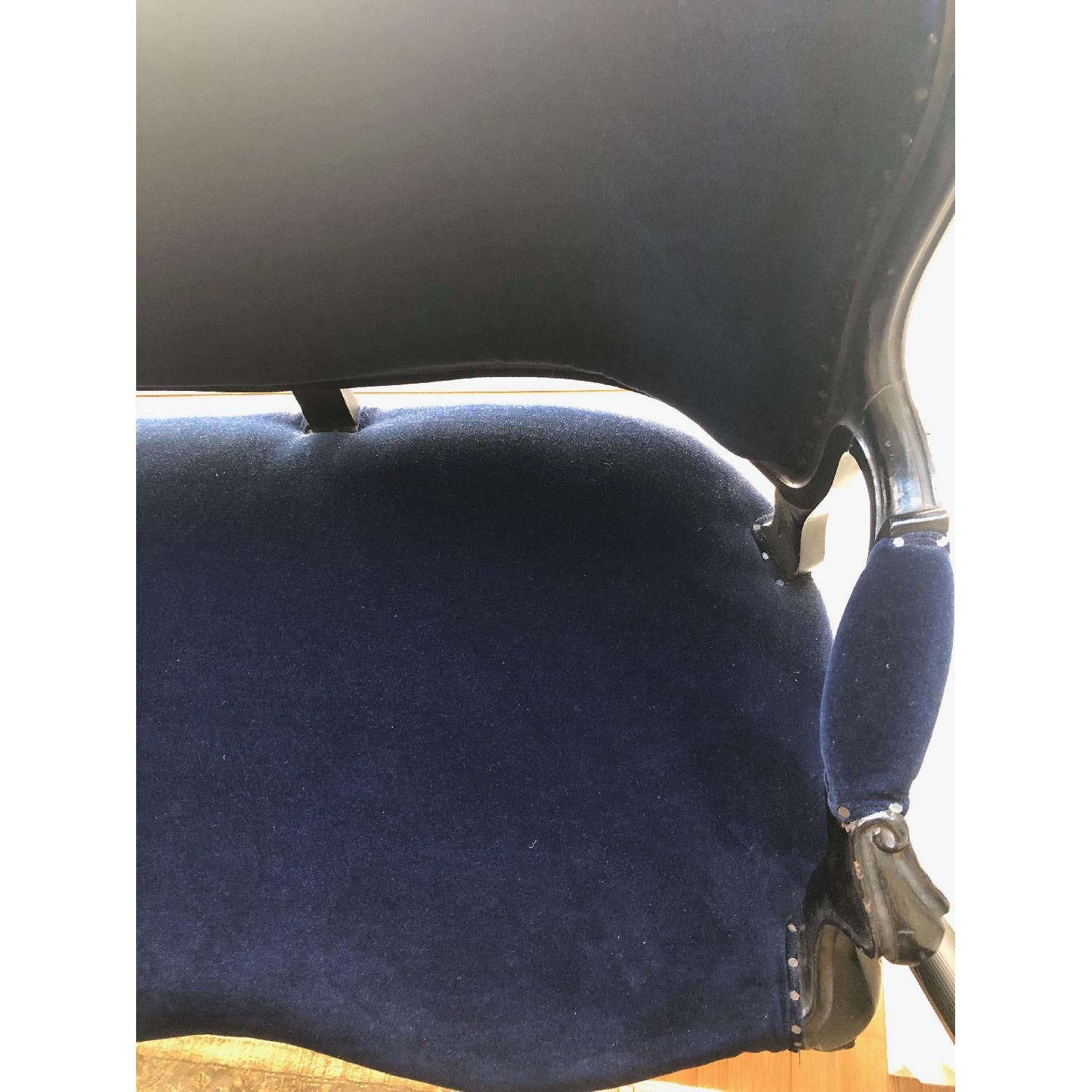 ABC Carpet and Home Antique Settee in Blue Velvet Fabric - image-3