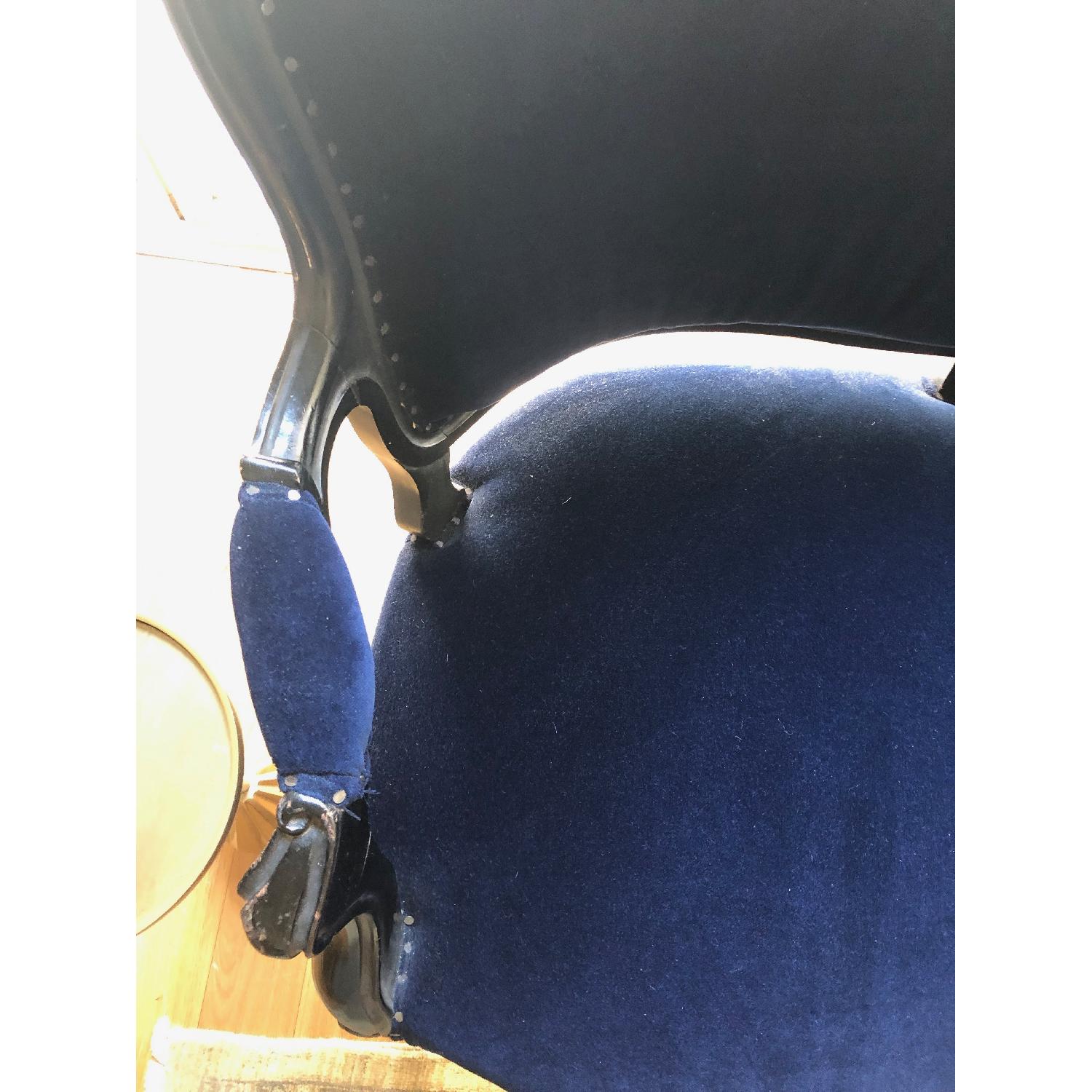 ABC Carpet and Home Antique Settee in Blue Velvet Fabric - image-6