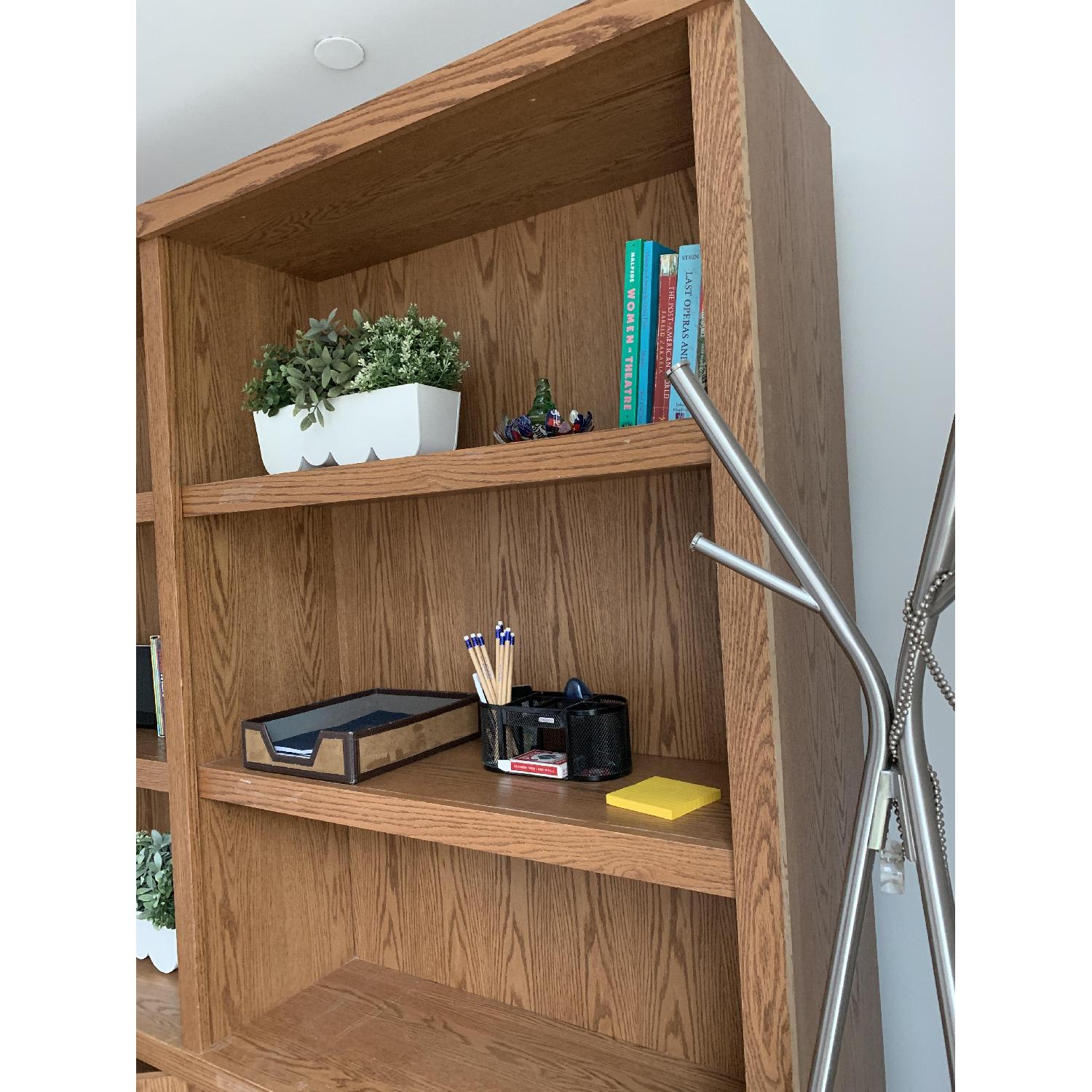 Custom Oak Bookcase w/ Bottom Doors AptDeco