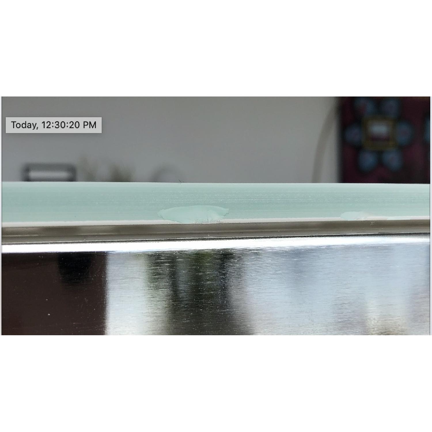 Ikea Torsby White Glass Top Chrome Plated Dining Table - image-3