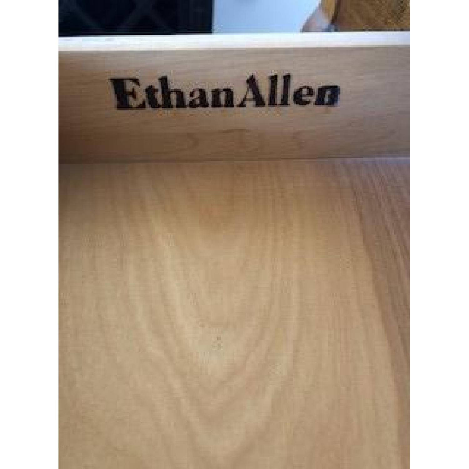 Ethan Allen Sofa/Console Table w/ 2 Upholstered Ottomans - image-4