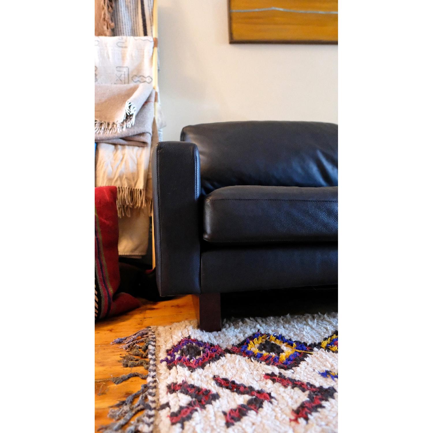 Room & Board Modern Black Down Leather Sofa - image-3