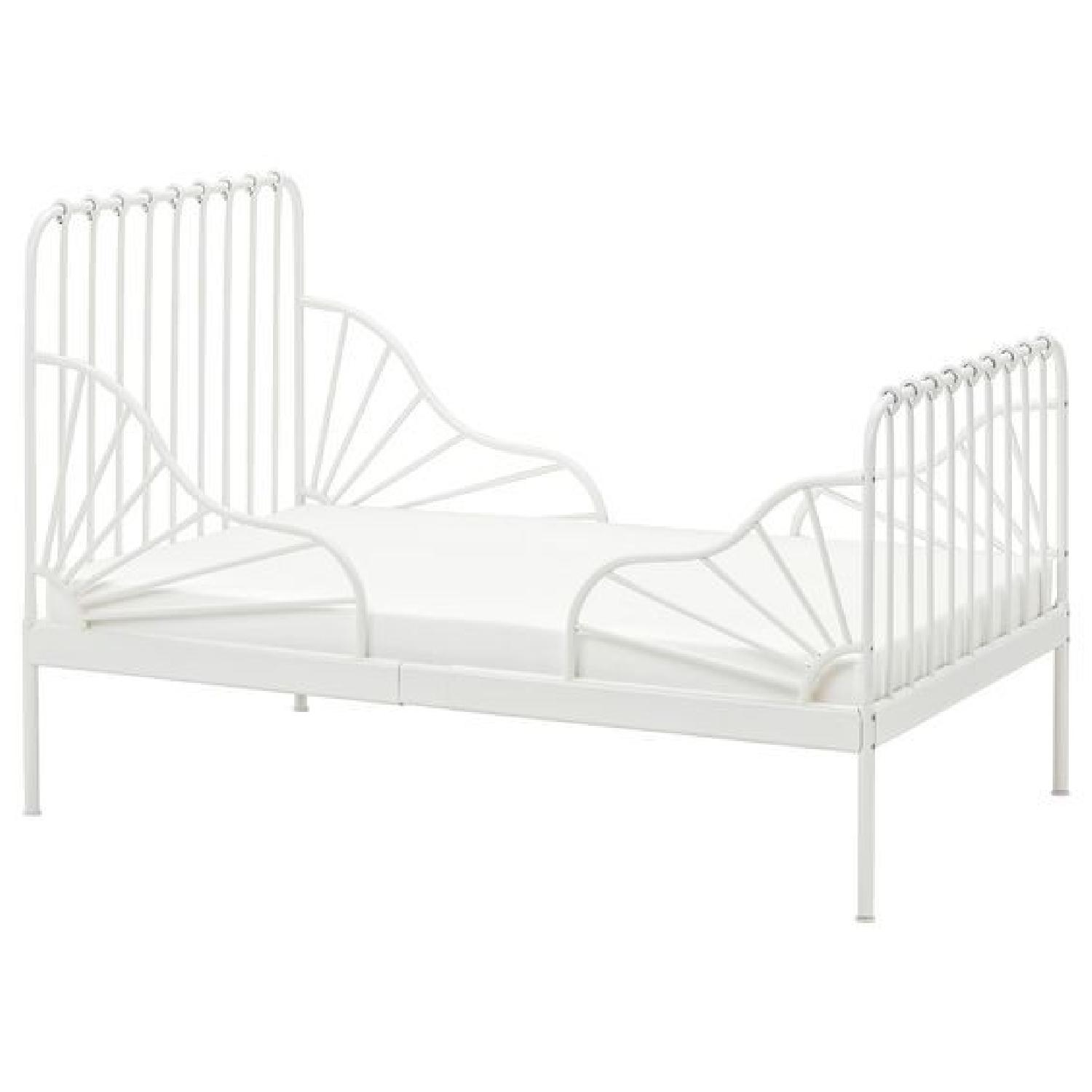 Ikea Minnen White Expandable Bed w/ Slatted Bed Base - image-3