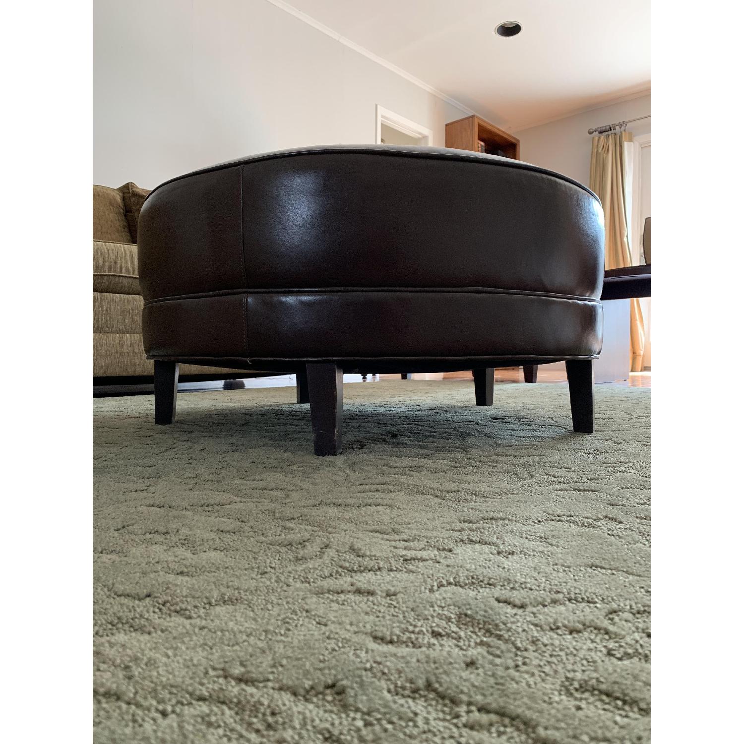Ethan Allen Leather Circular Ottoman - image-3
