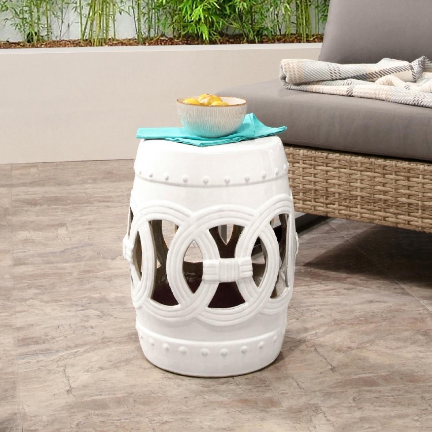 White Moroccan Stool - image-1