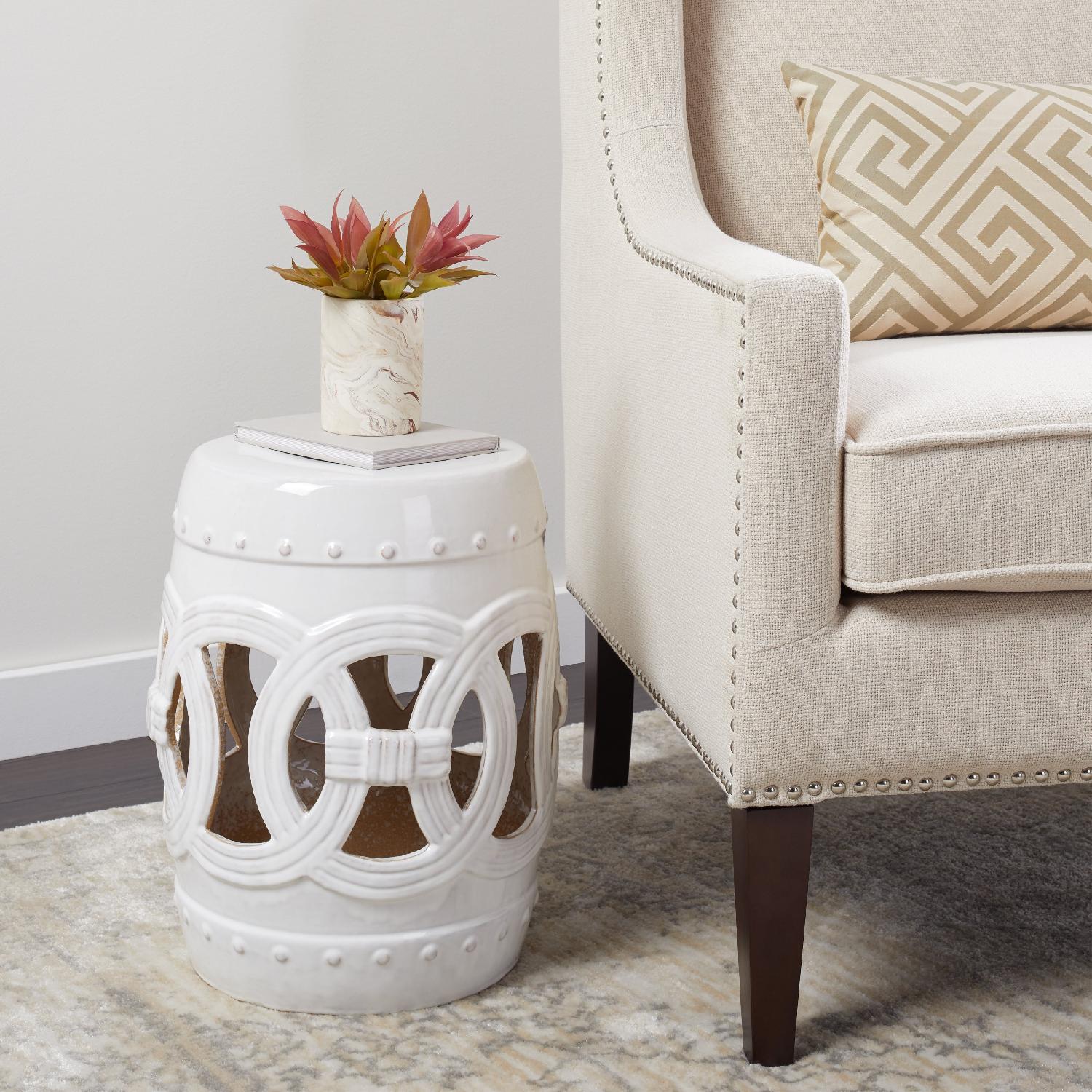 White Moroccan Stool - image-2