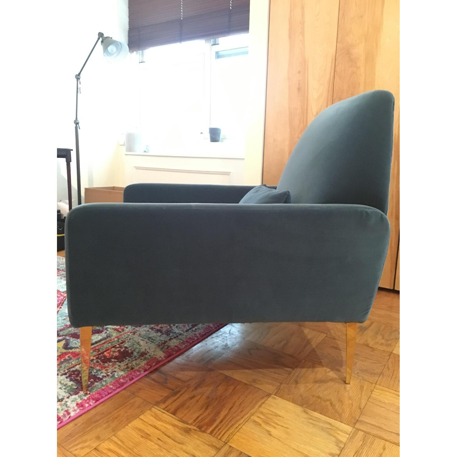 West Elm Teal Velvet Chair - image-3