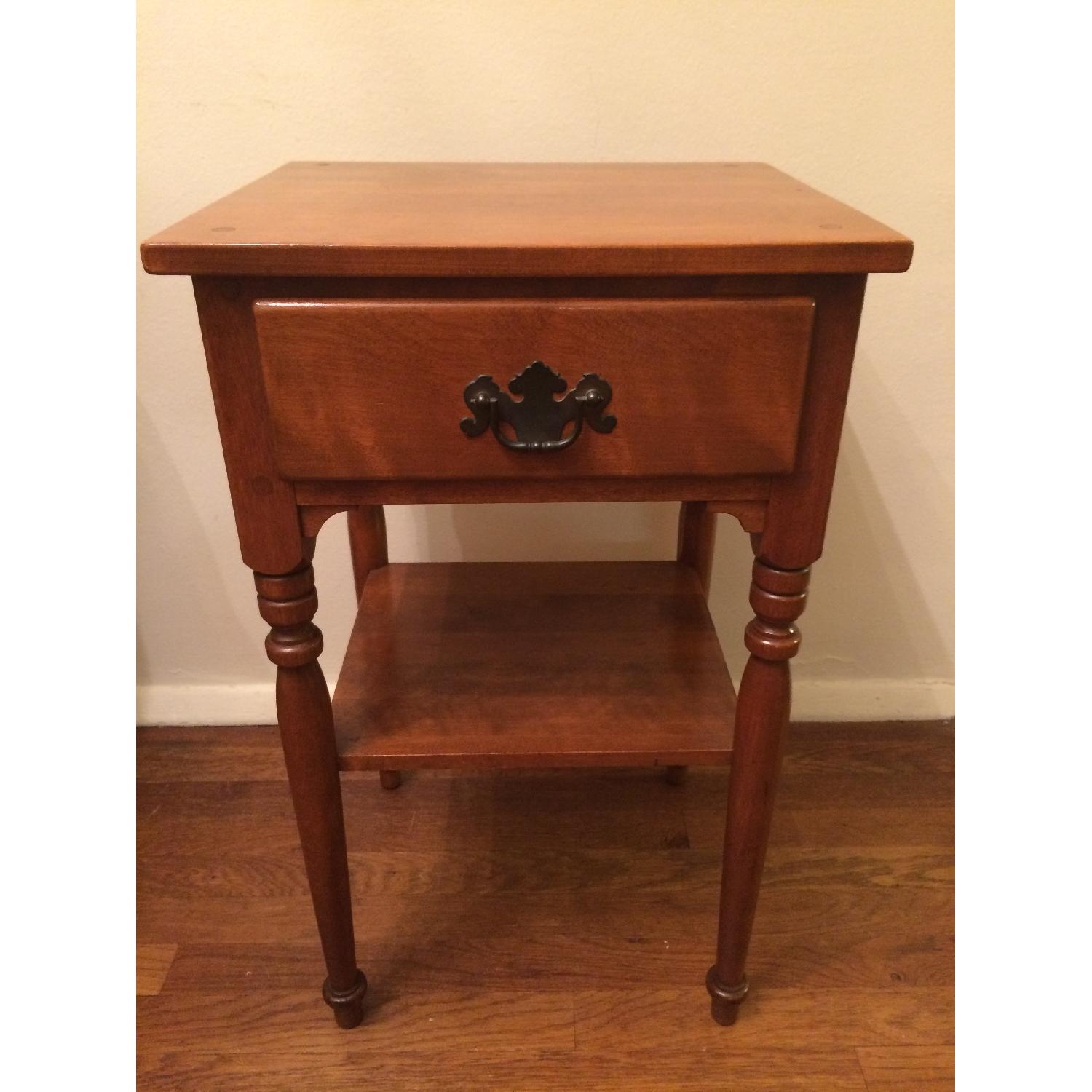 Ethan Allen Vintage Solid Wood Small Table w/ Drawer - image-1