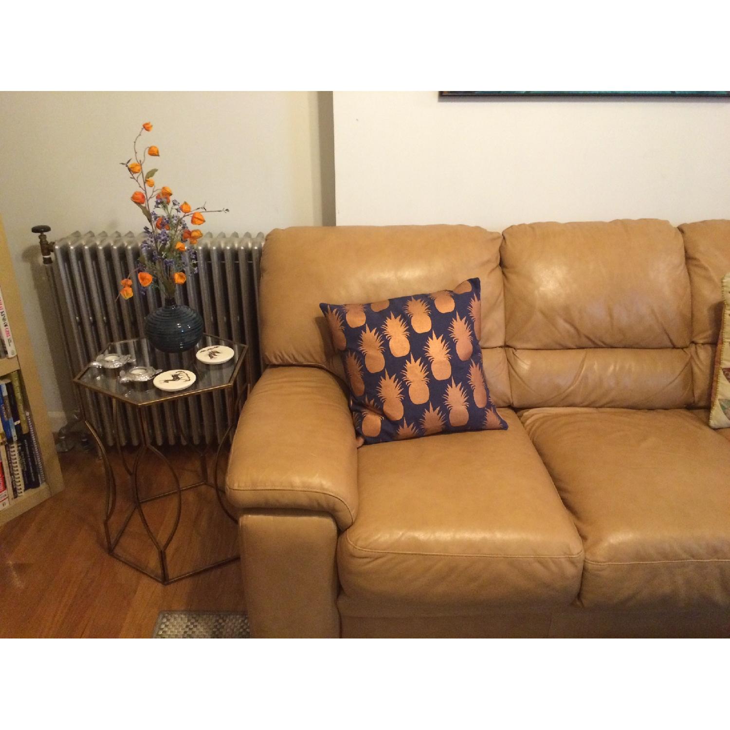 Raymour & Flanigan Camel Leather 3-Seater Sleeper Sofa - image-3