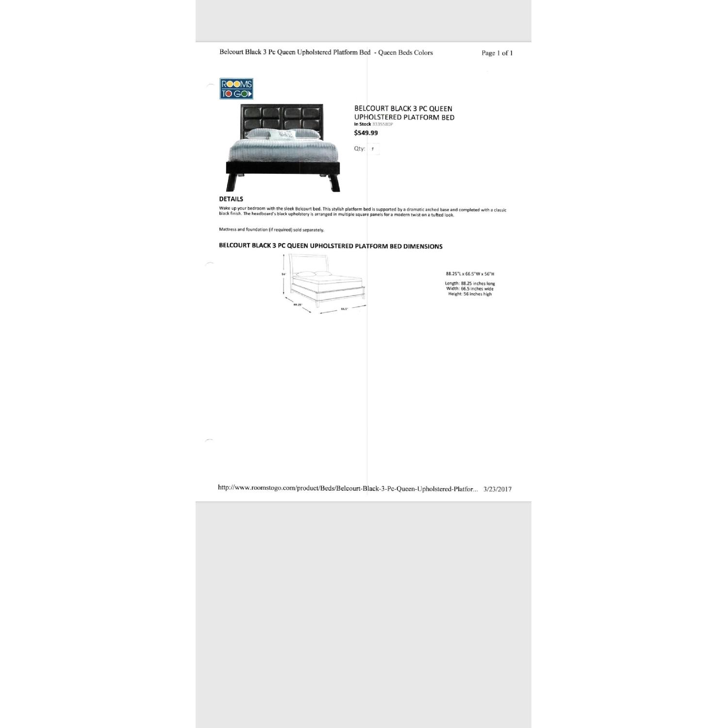 Rooms To Go Black Leather Upholstered Bed Frame - image-1