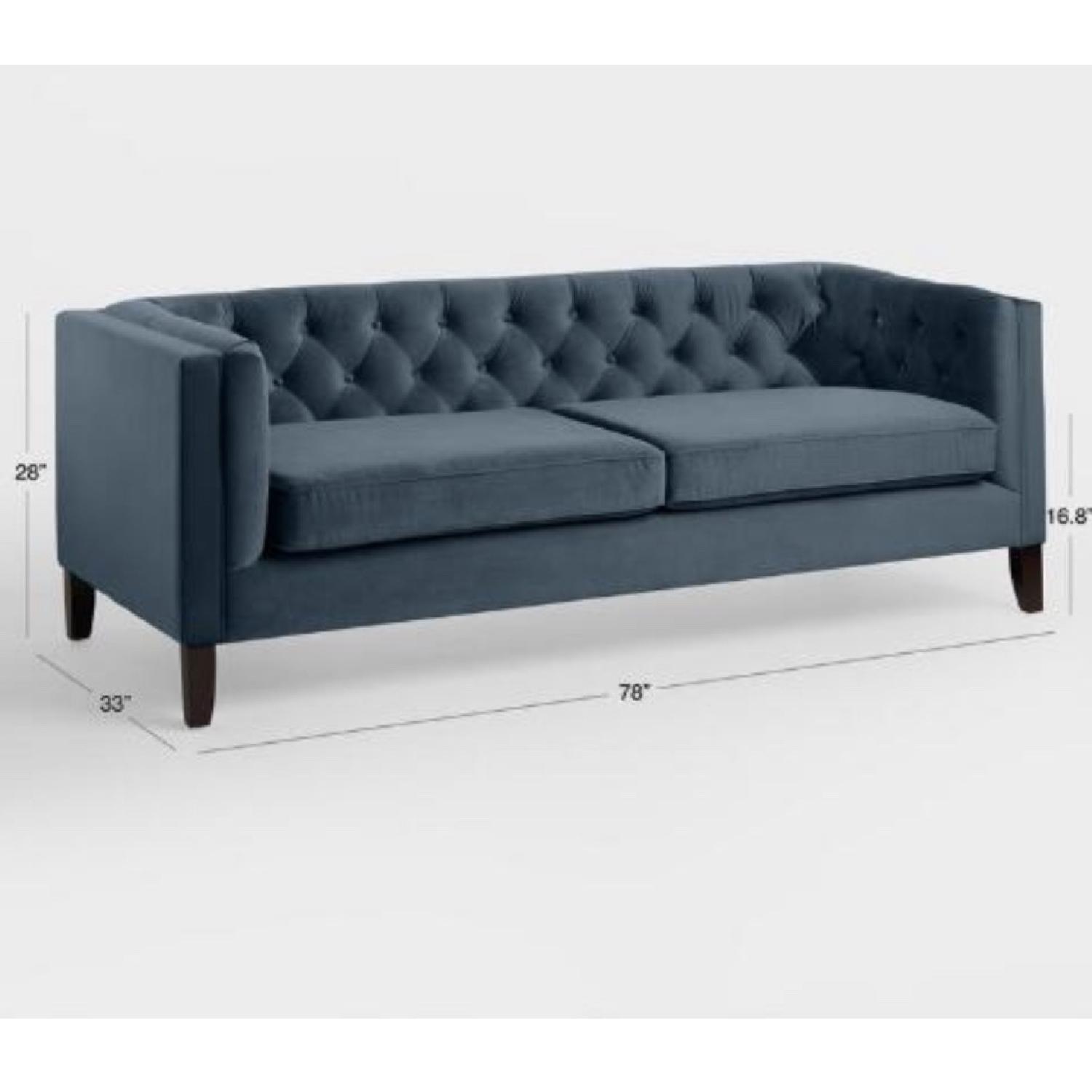 World Market Blue Velvet Sofa - image-3