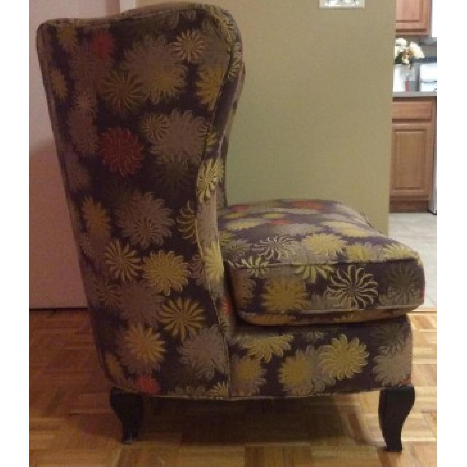Crate & Barrel Floral Wingback Chair - image-1