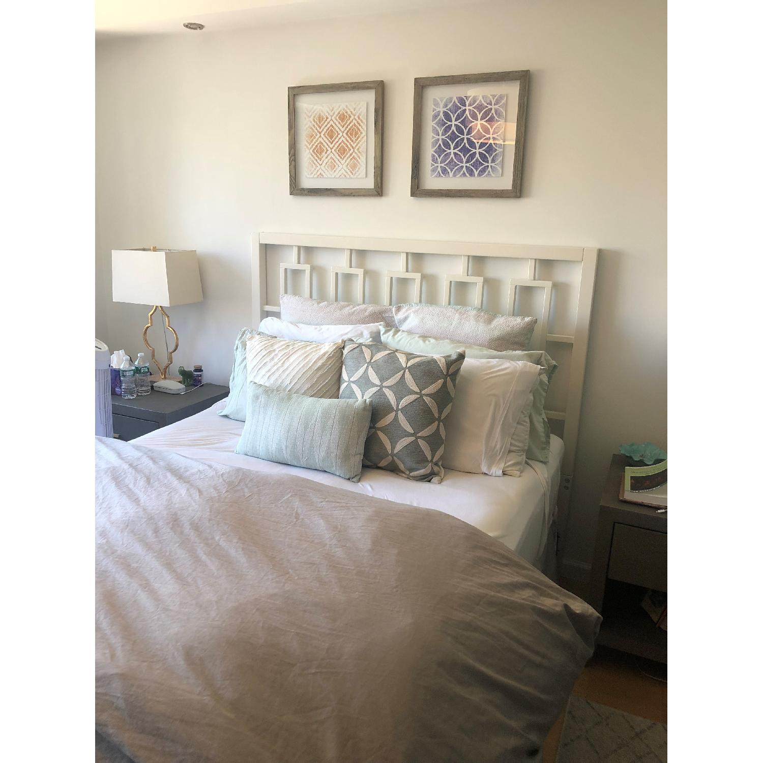West Elm Window Queen Headboard in White - image-1