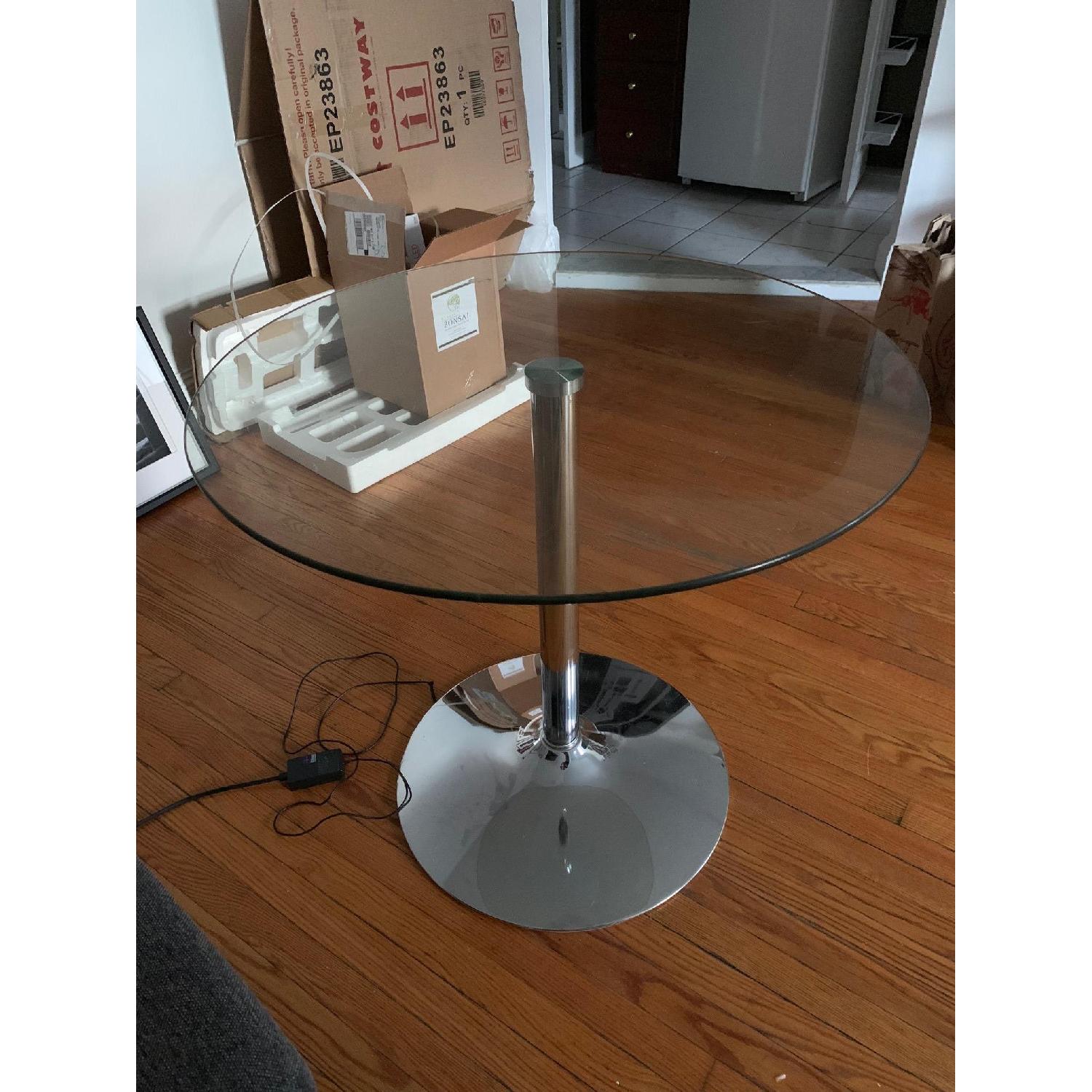 Round Glass Bistro Table w/ Chrome Base - image-2