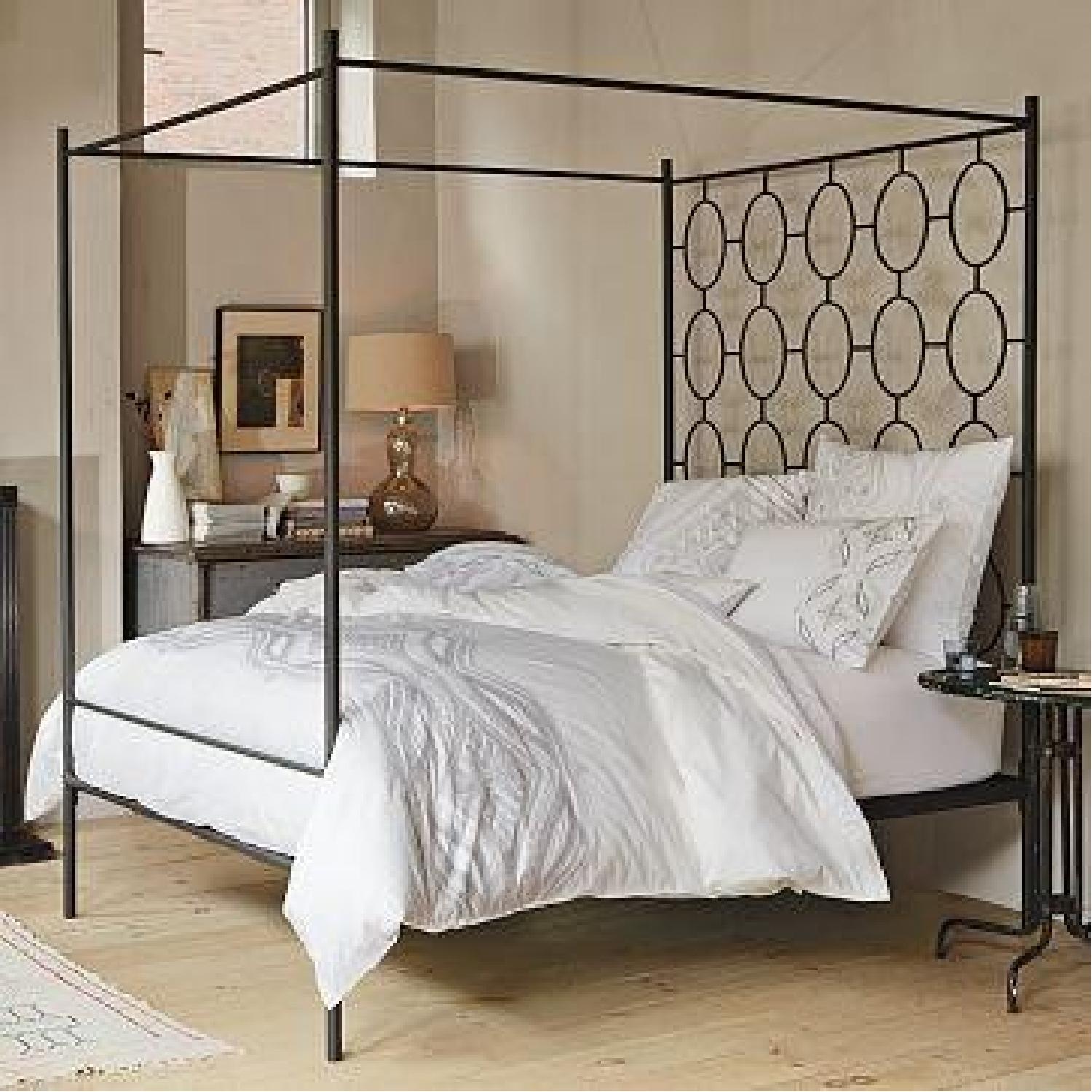 West Elm Ellipse Metal Canopy Bed Frame w/ Headboard - image-1