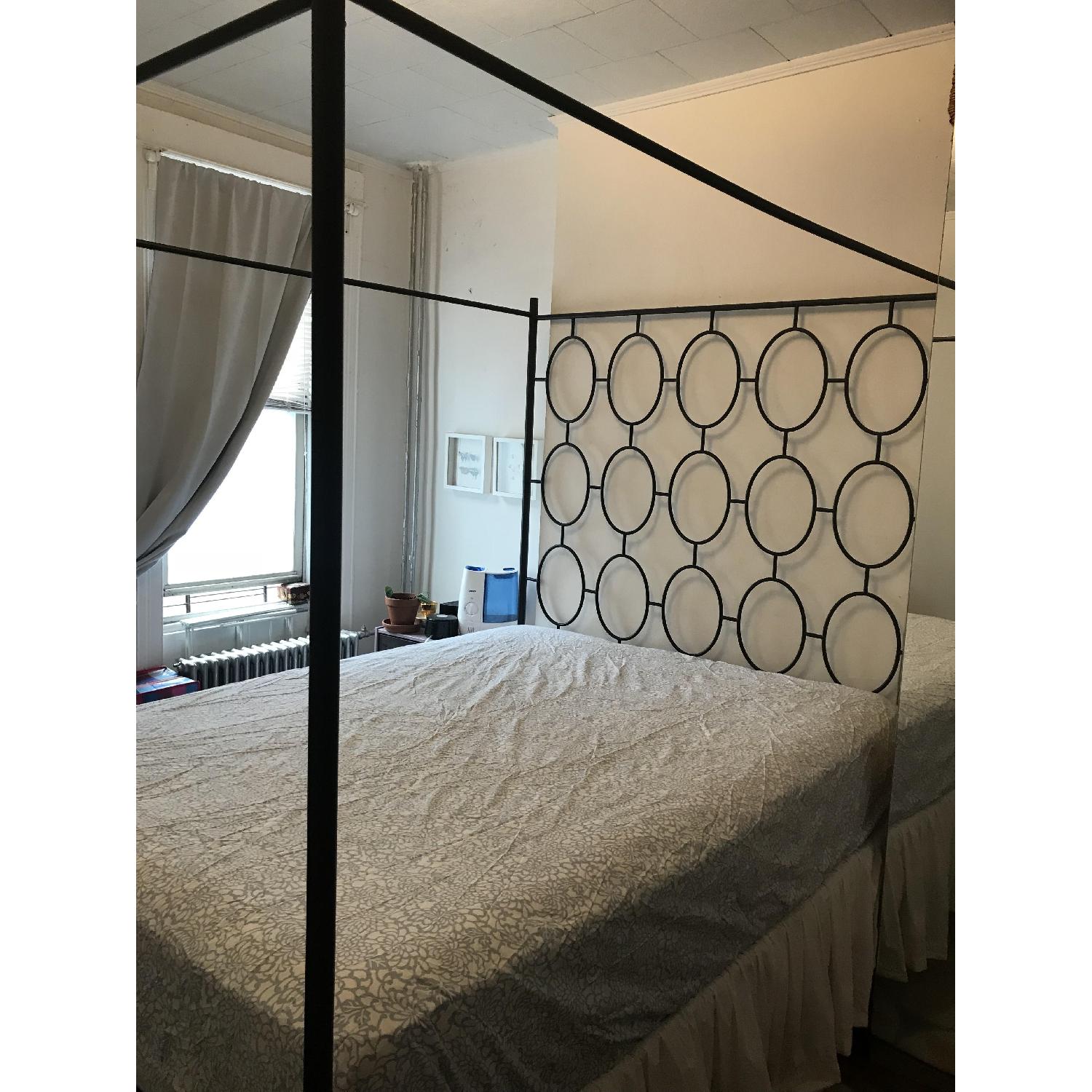 West Elm Ellipse Metal Canopy Bed Frame w/ Headboard - image-2