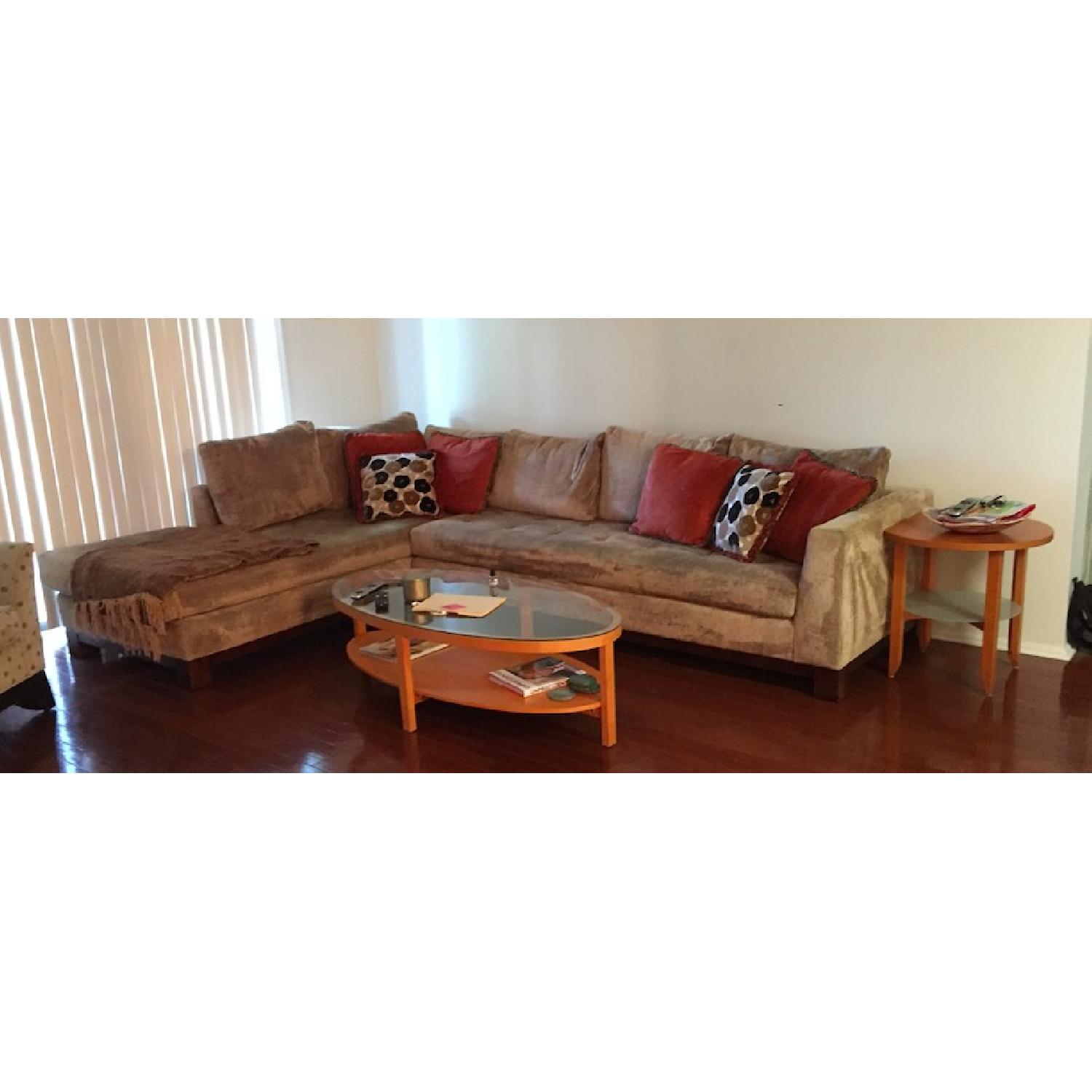 Swaim Beige Chenille Sectional Sofa AptDeco
