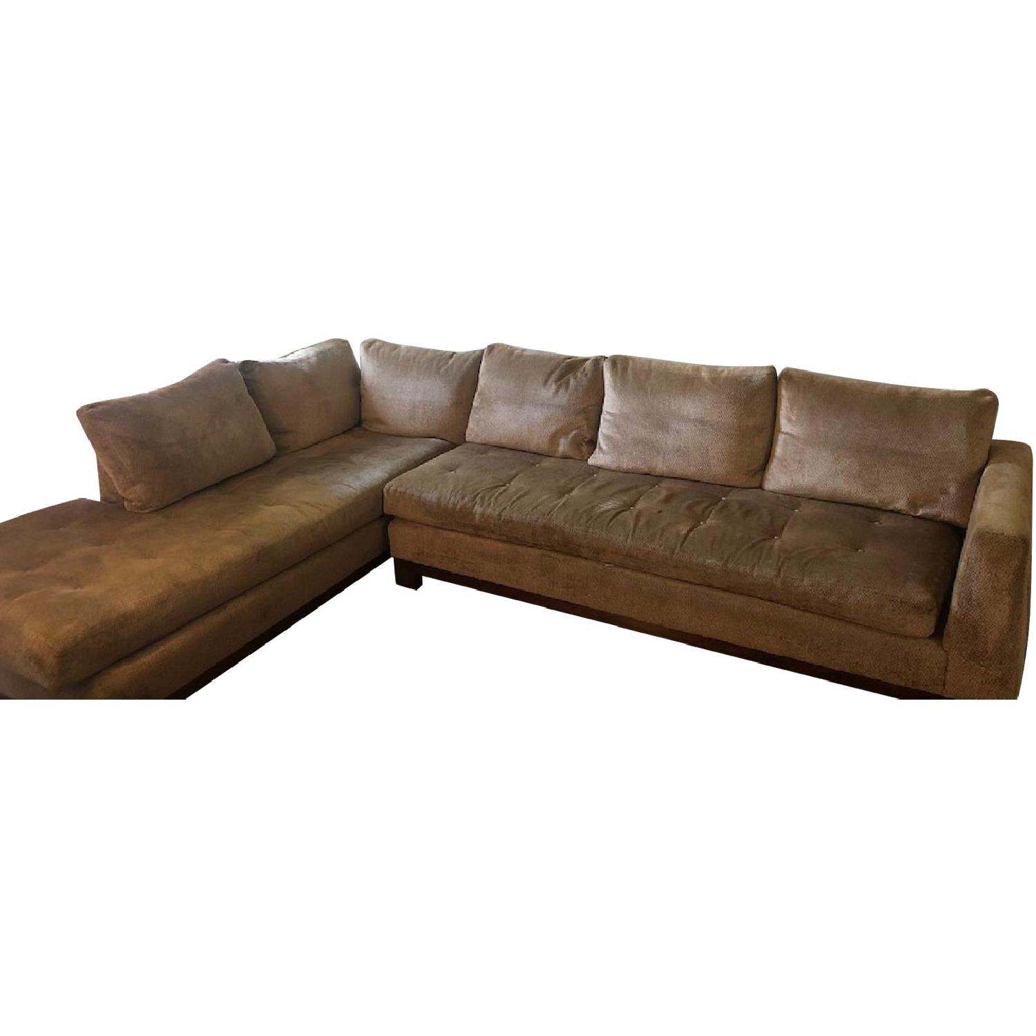 Swaim Beige Chenille Sectional Sofa AptDeco