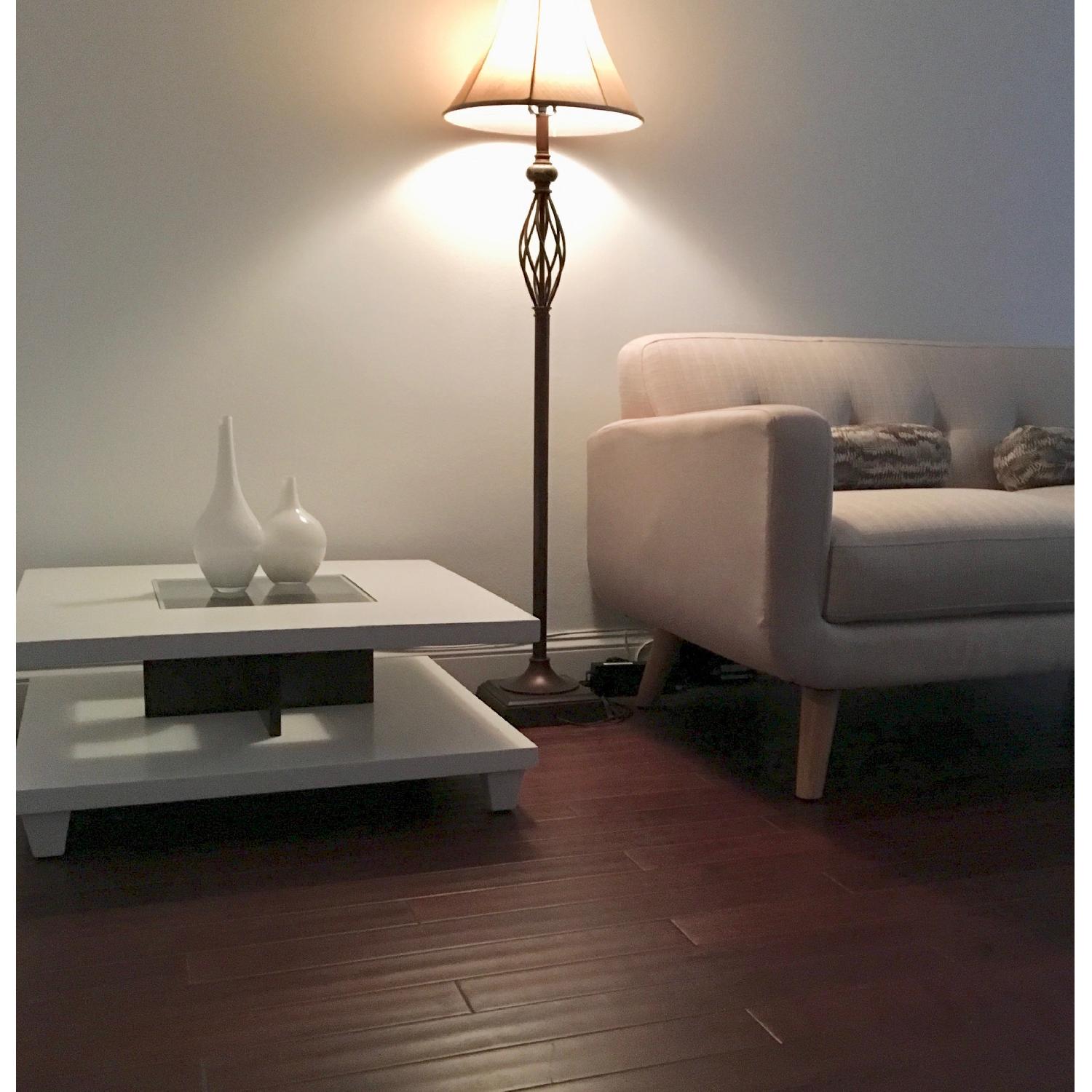 Modern White Glass Coffee Table - image-1