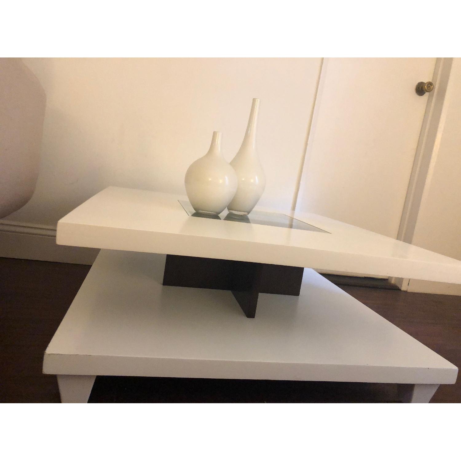 Modern White Glass Coffee Table AptDeco