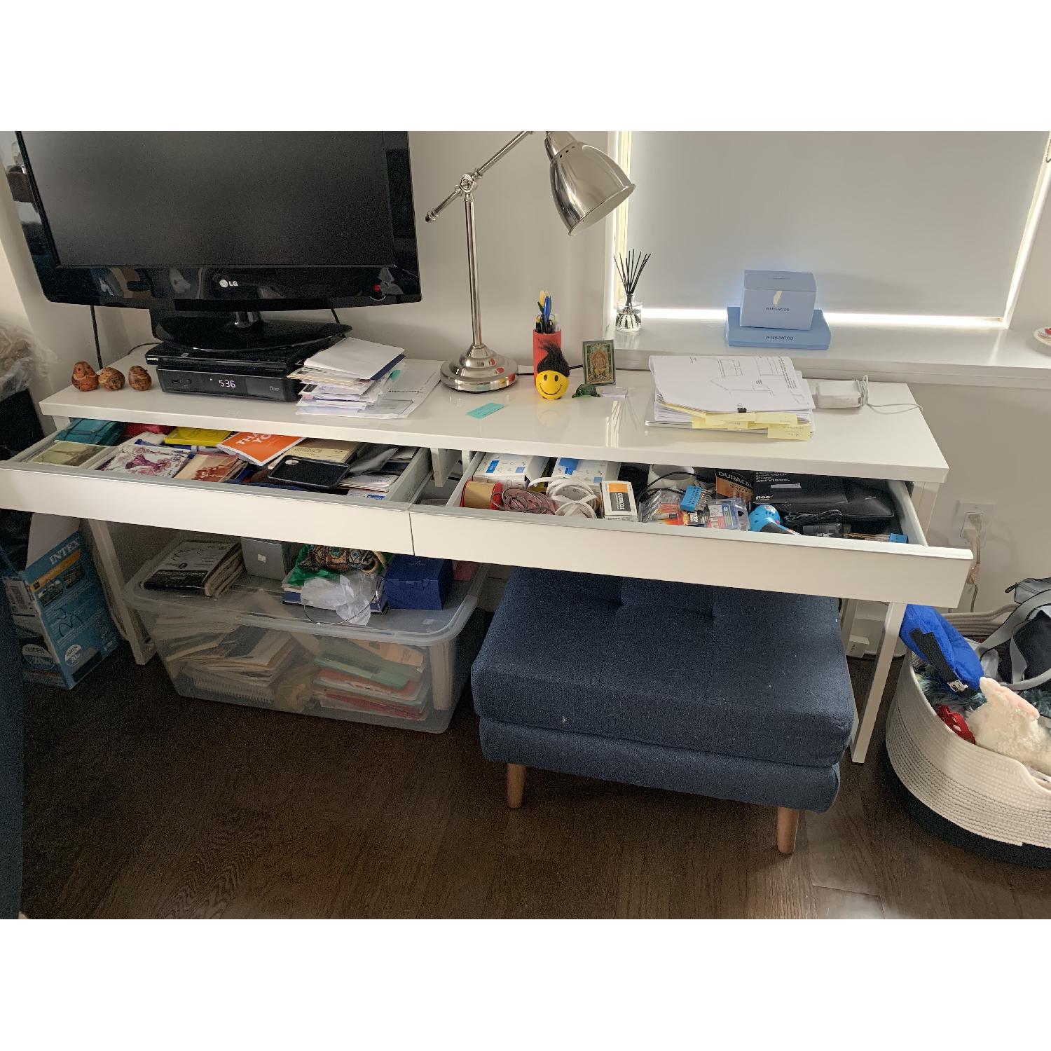 Ikea Besta 2 Drawer White Desk/Console Table AptDeco