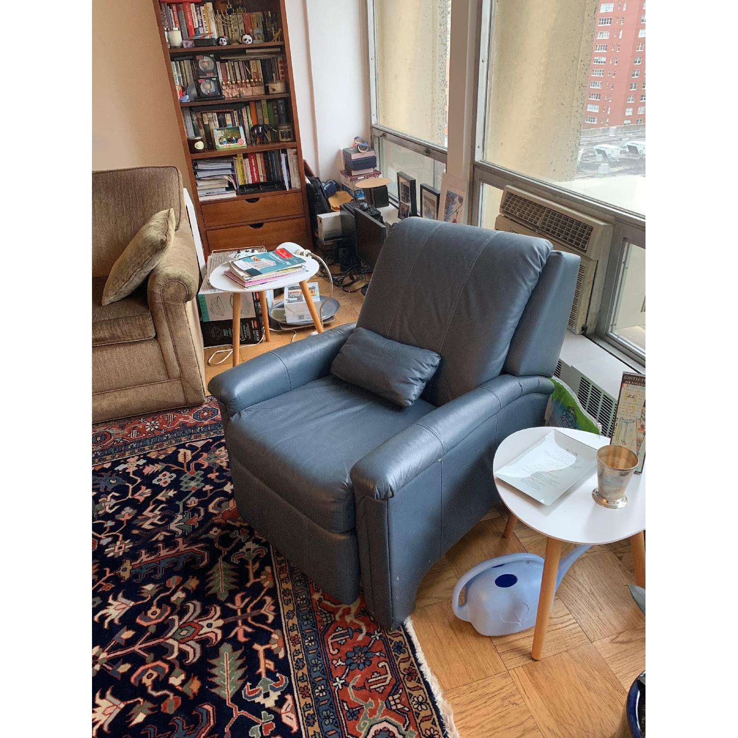 Blue Leather Recliner Chair - image-2