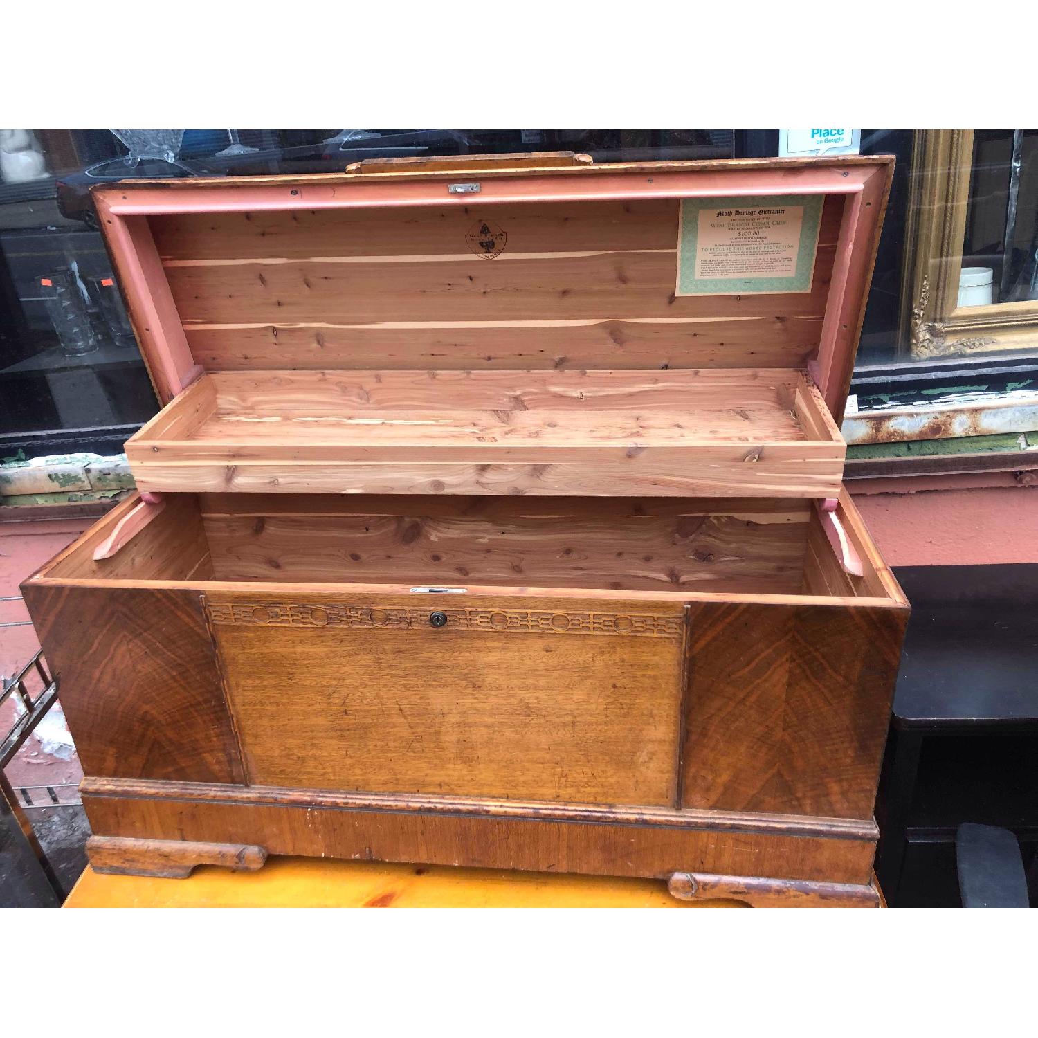Antique 1940s Art Deco Waterfall Cedar Chest W Key Aptdeco