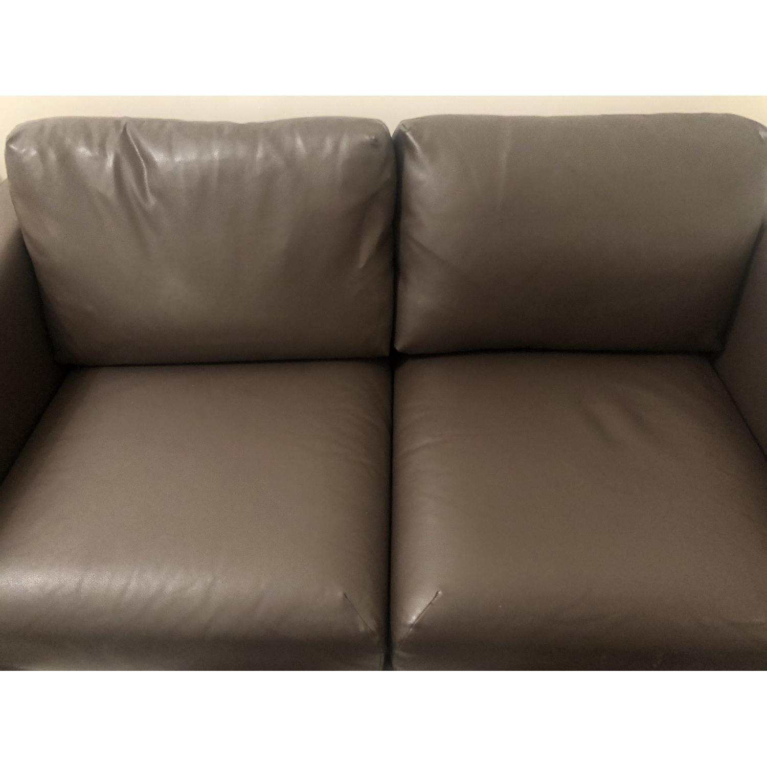 Ikea Dark Brown Leather Loveseat AptDeco