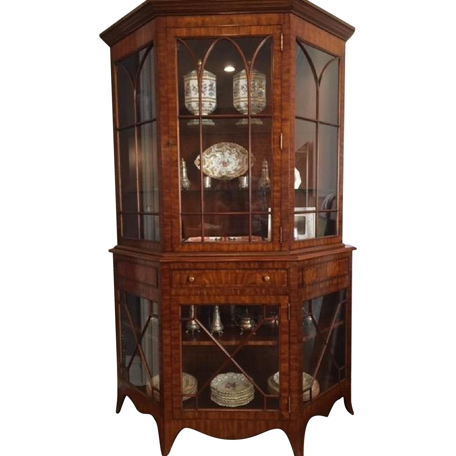 Wood & Glass Display Hutch AptDeco