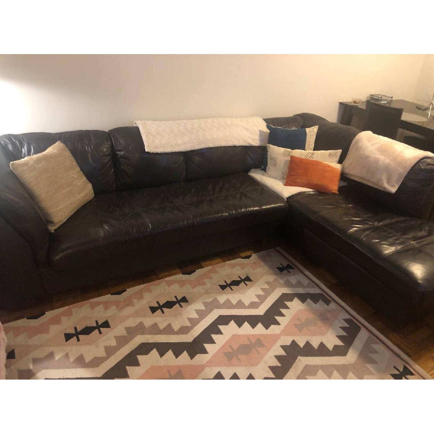 Black Leather 2-Piece Sectional Sofa - image-3
