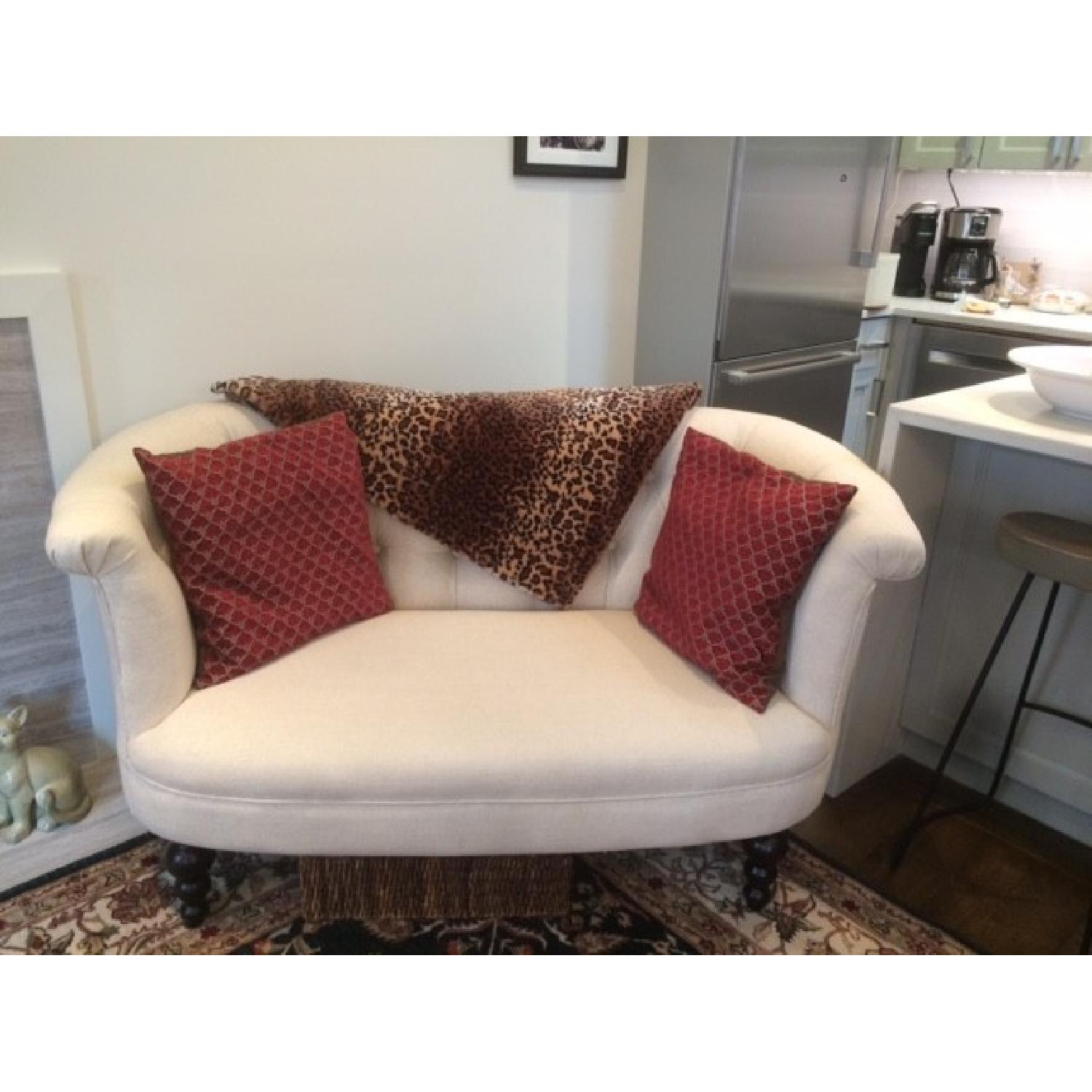 Pier 1 Cream Loveseat - image-1