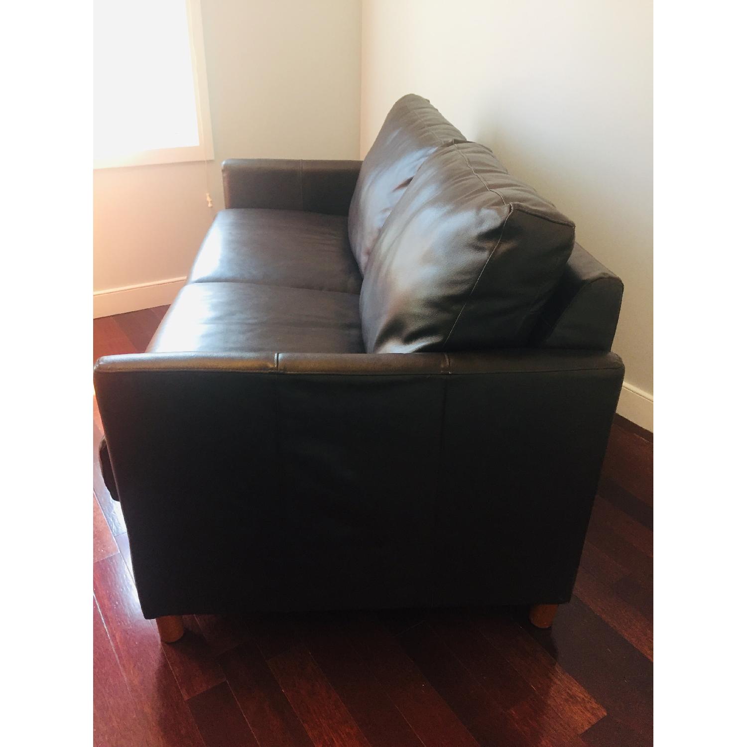 Jennifer Convertibles Chocolate Brown Leather Sleeper Sofa - image-3
