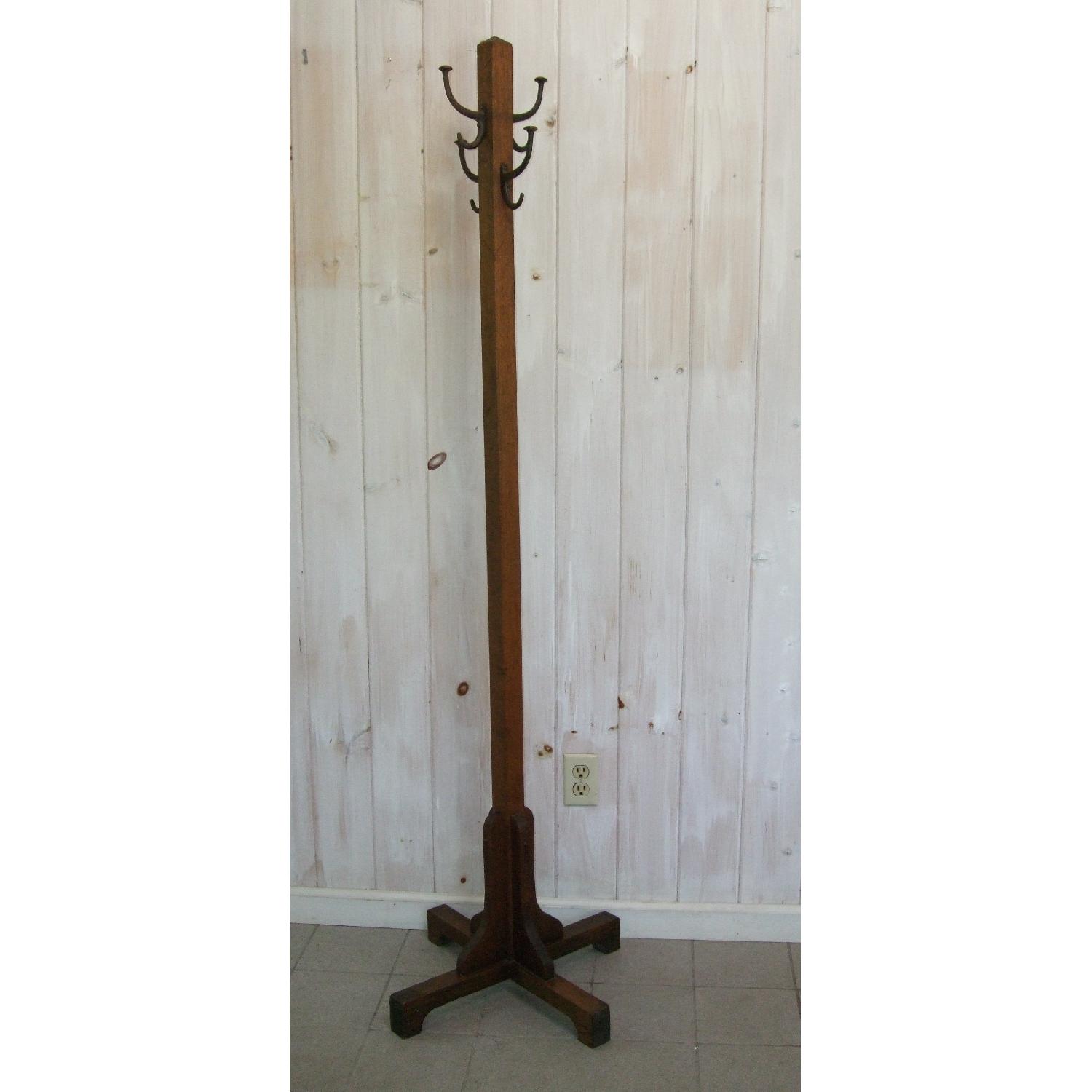 Antique H. T. Cushman Mission Oak Clothes Rack - image-1