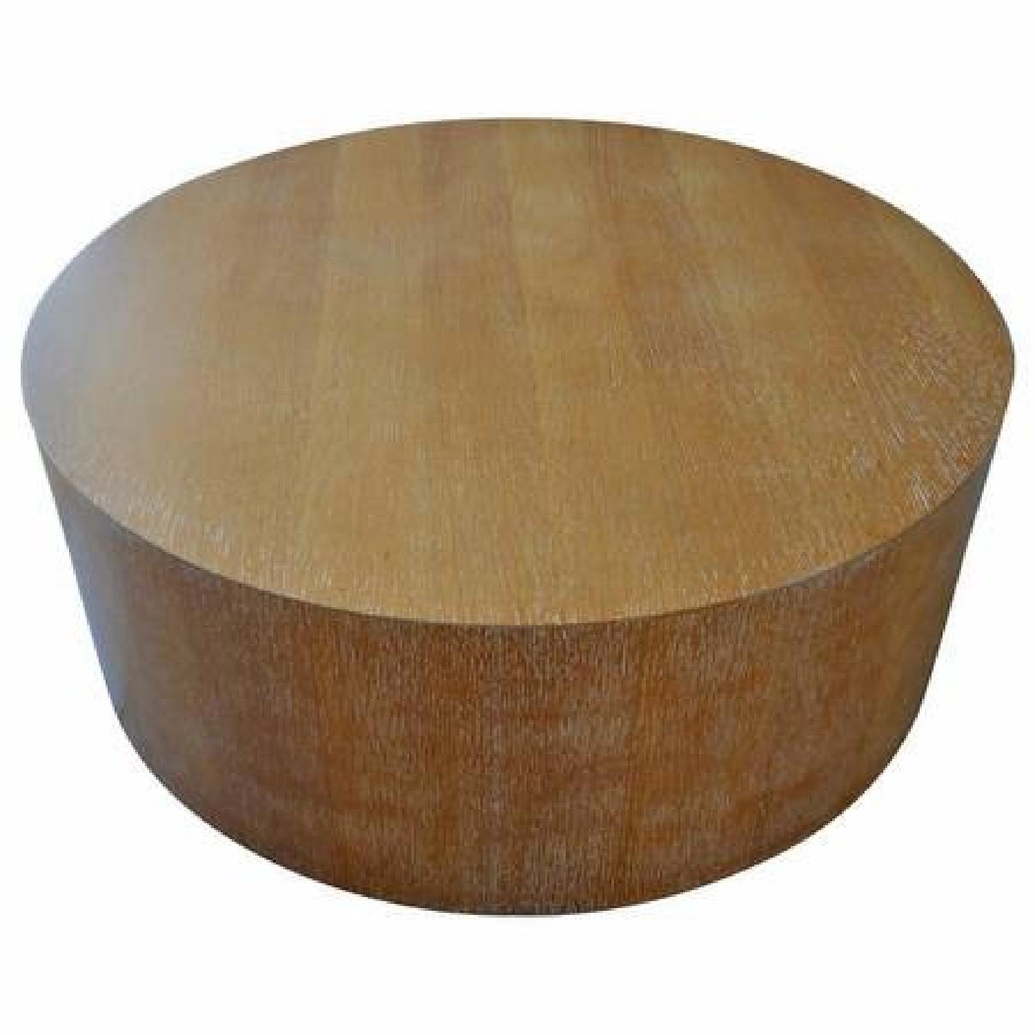 West Elm Wood Drum Coffee Table AptDeco