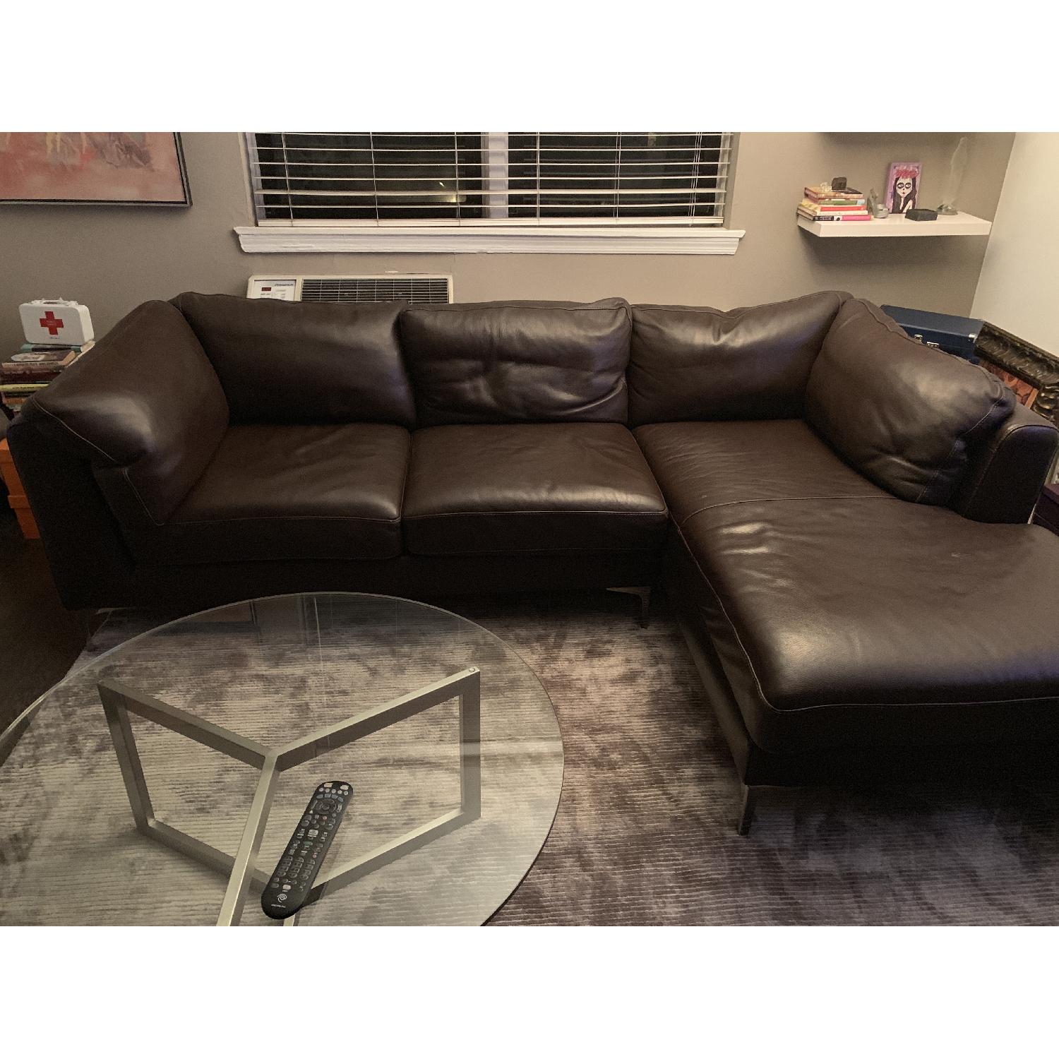 Design Within Reach Albert Leather Chaise Sectional Sofa - image-1