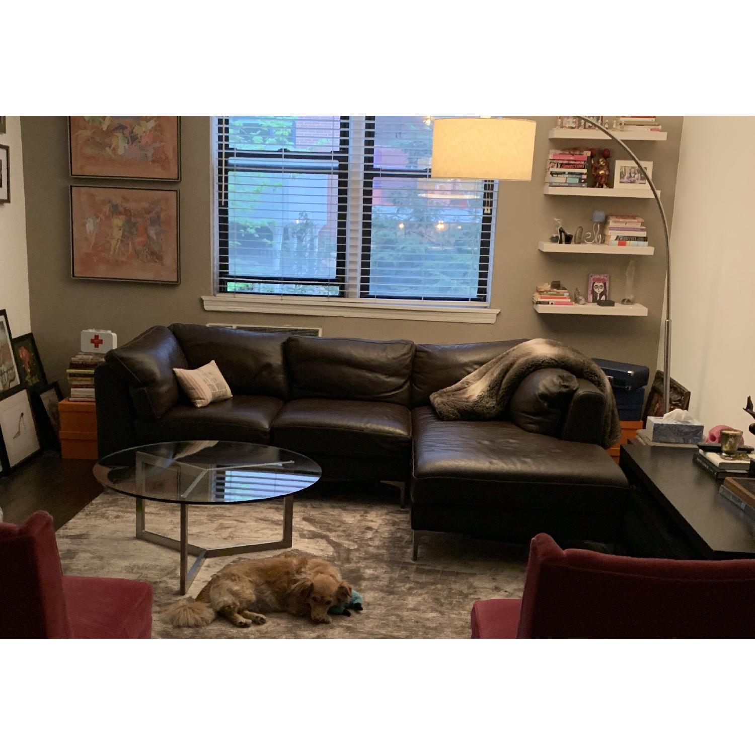 Design Within Reach Albert Leather Chaise Sectional Sofa - image-2