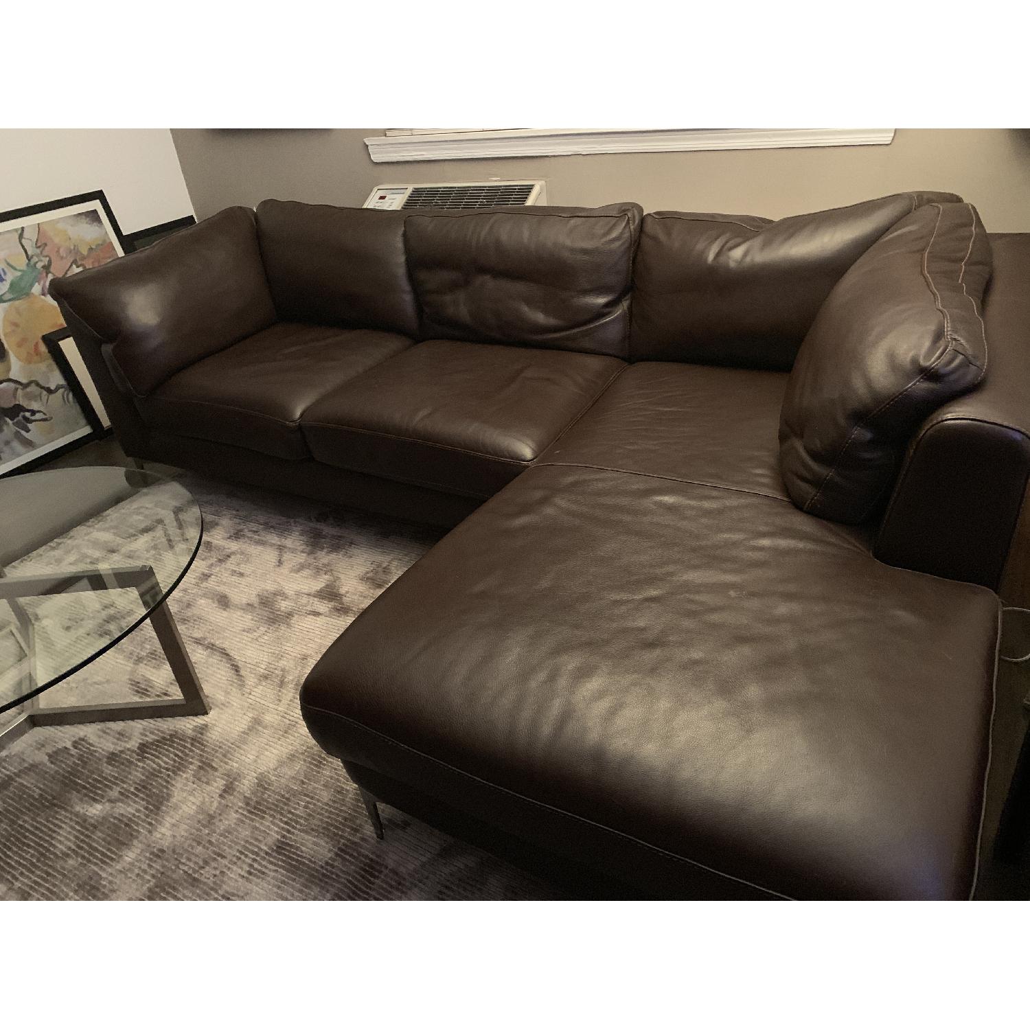 Design Within Reach Albert Leather Chaise Sectional Sofa - image-3