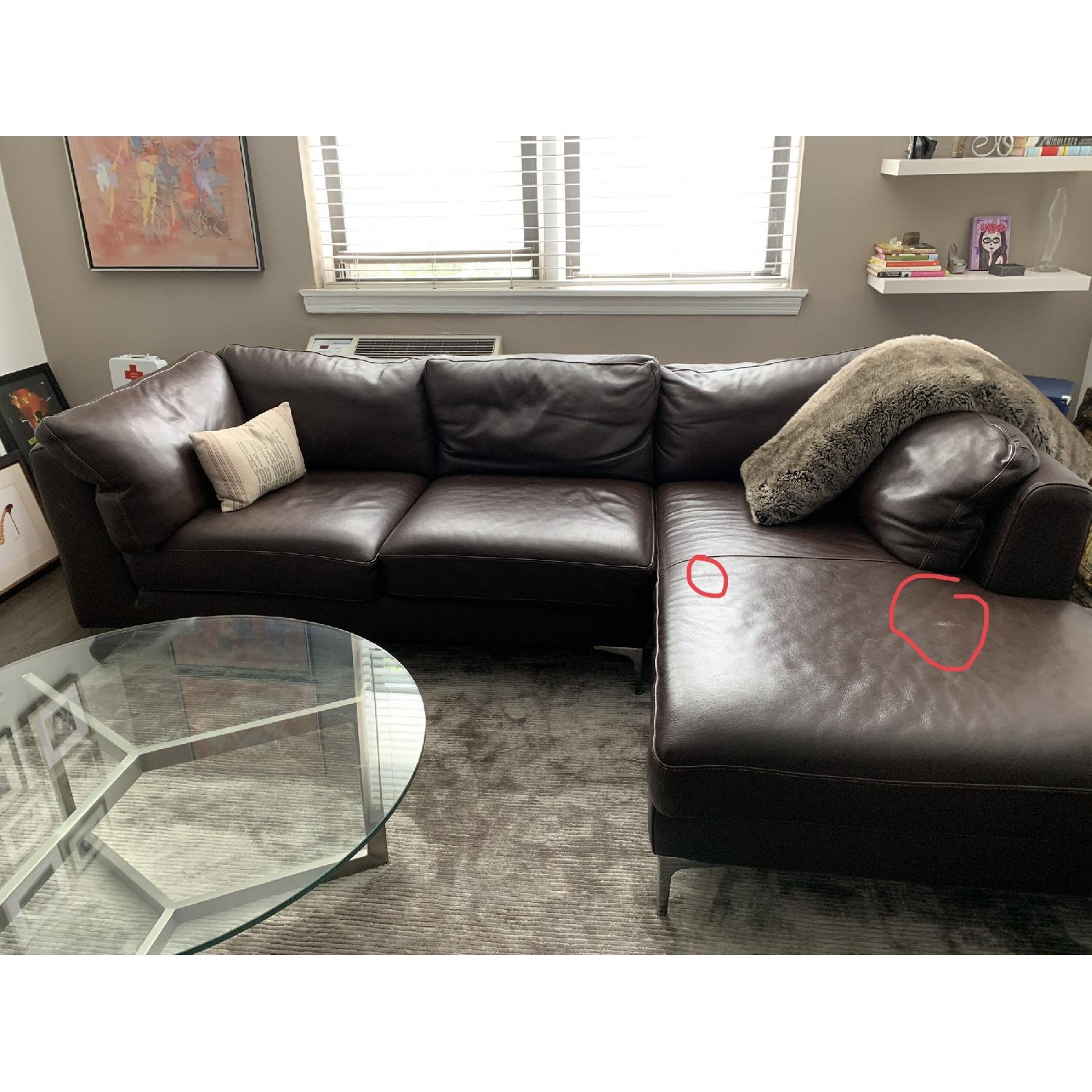 Design Within Reach Albert Leather Chaise Sectional Sofa - image-4