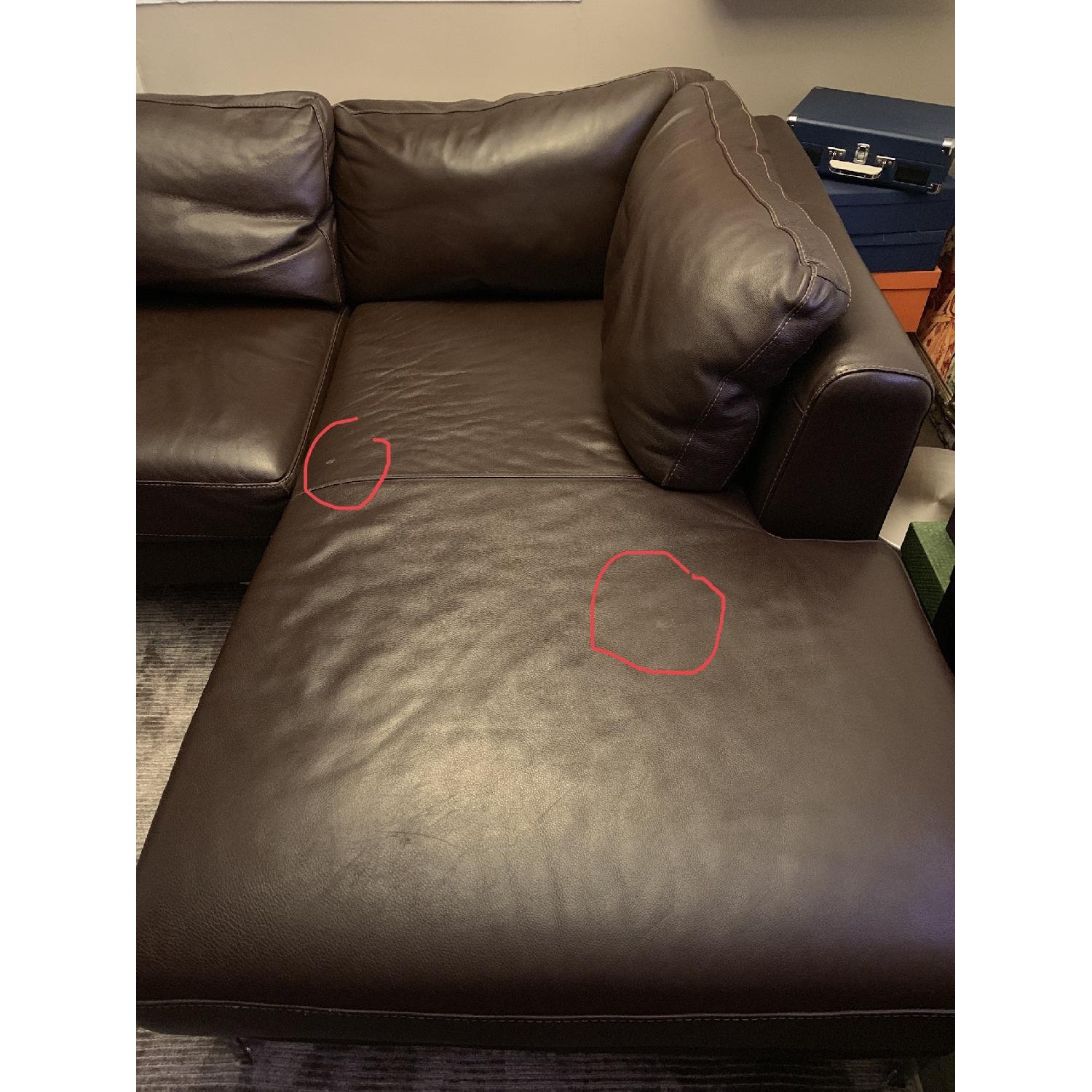 Design Within Reach Albert Leather Chaise Sectional Sofa - image-5