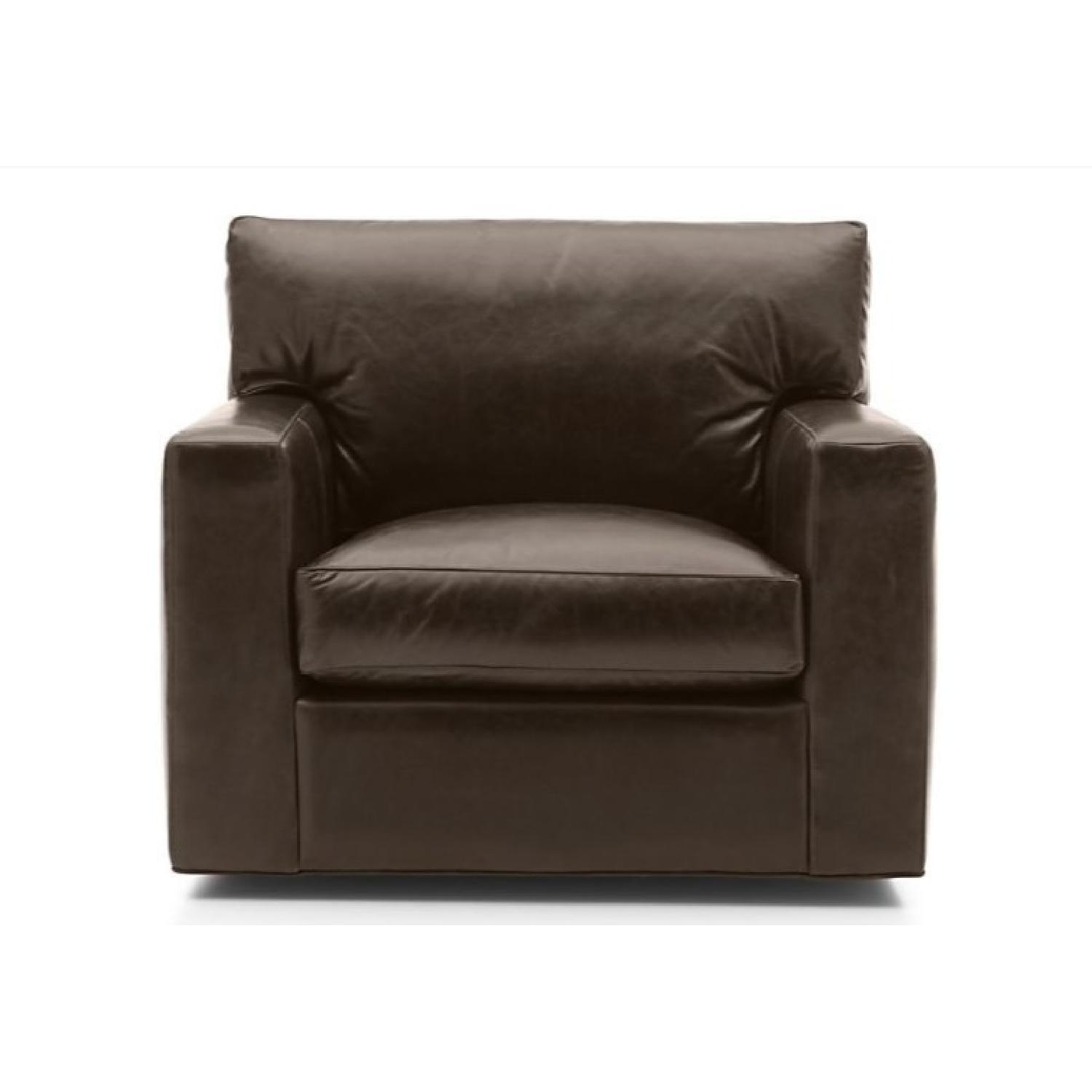 Crate & Barrel Leather Swivel Chair AptDeco