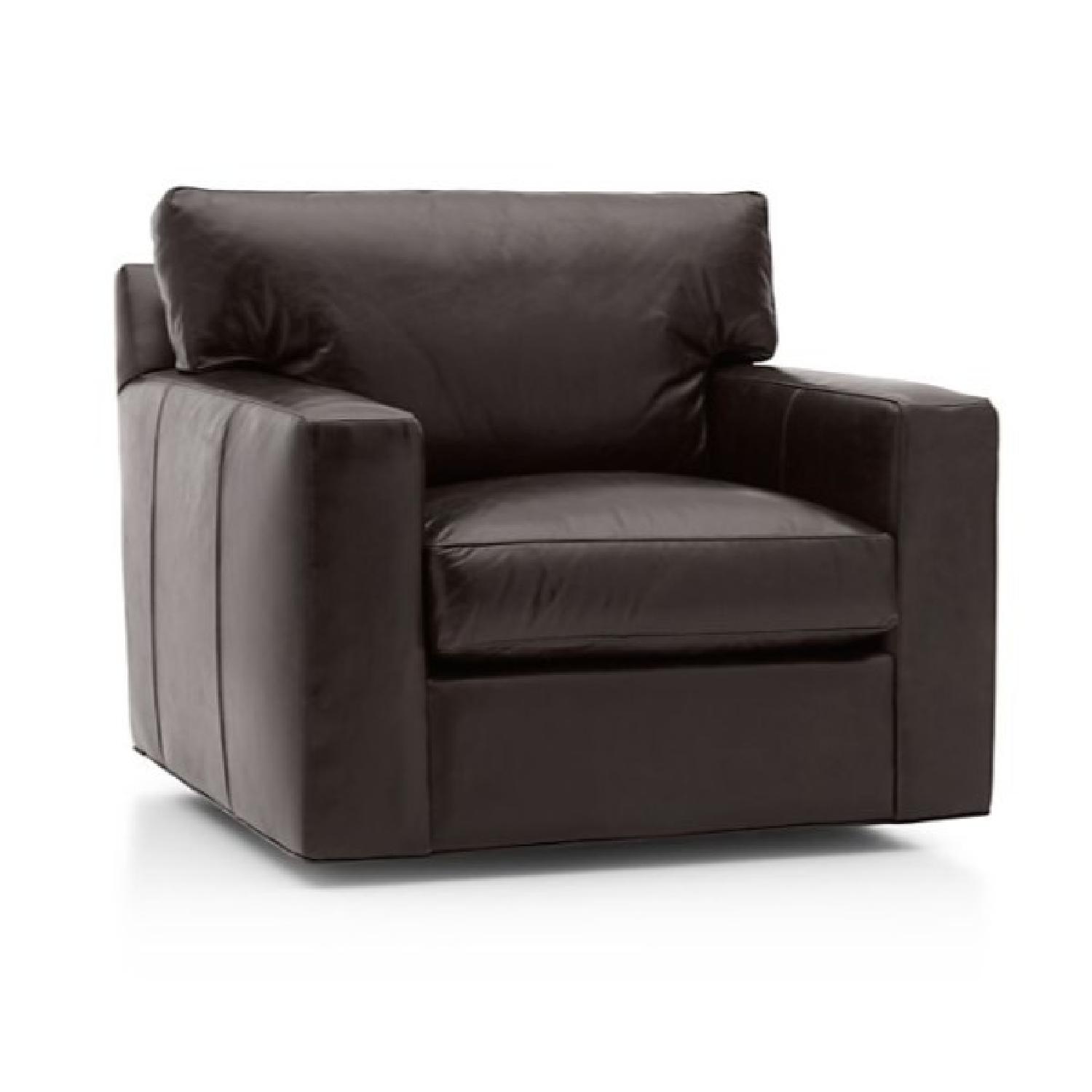 Crate & Barrel Leather Swivel Chair AptDeco