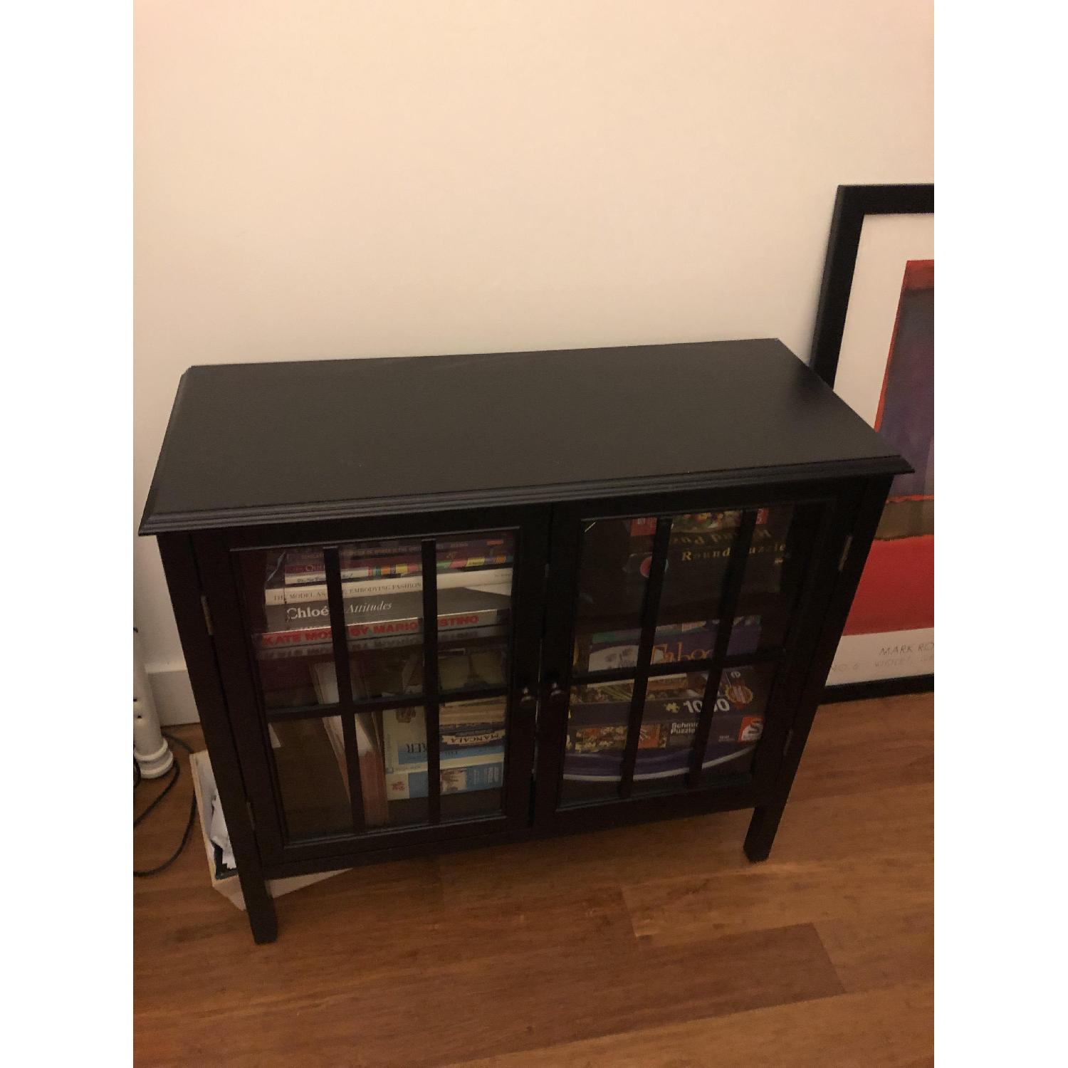 Target Black Sideboard w/ Glass Doors AptDeco