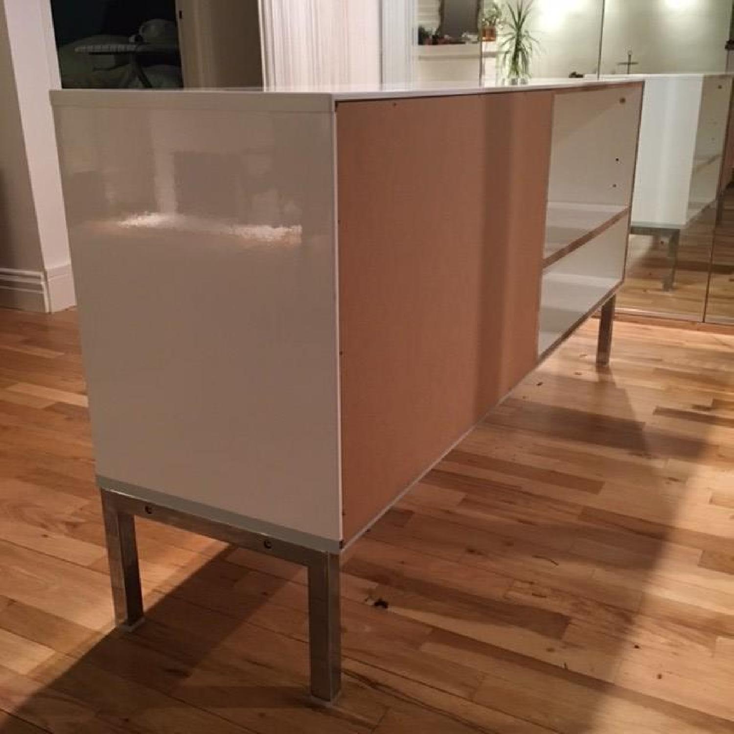 Ikea White Modern Media Console w/ Sliding Doors - image-2