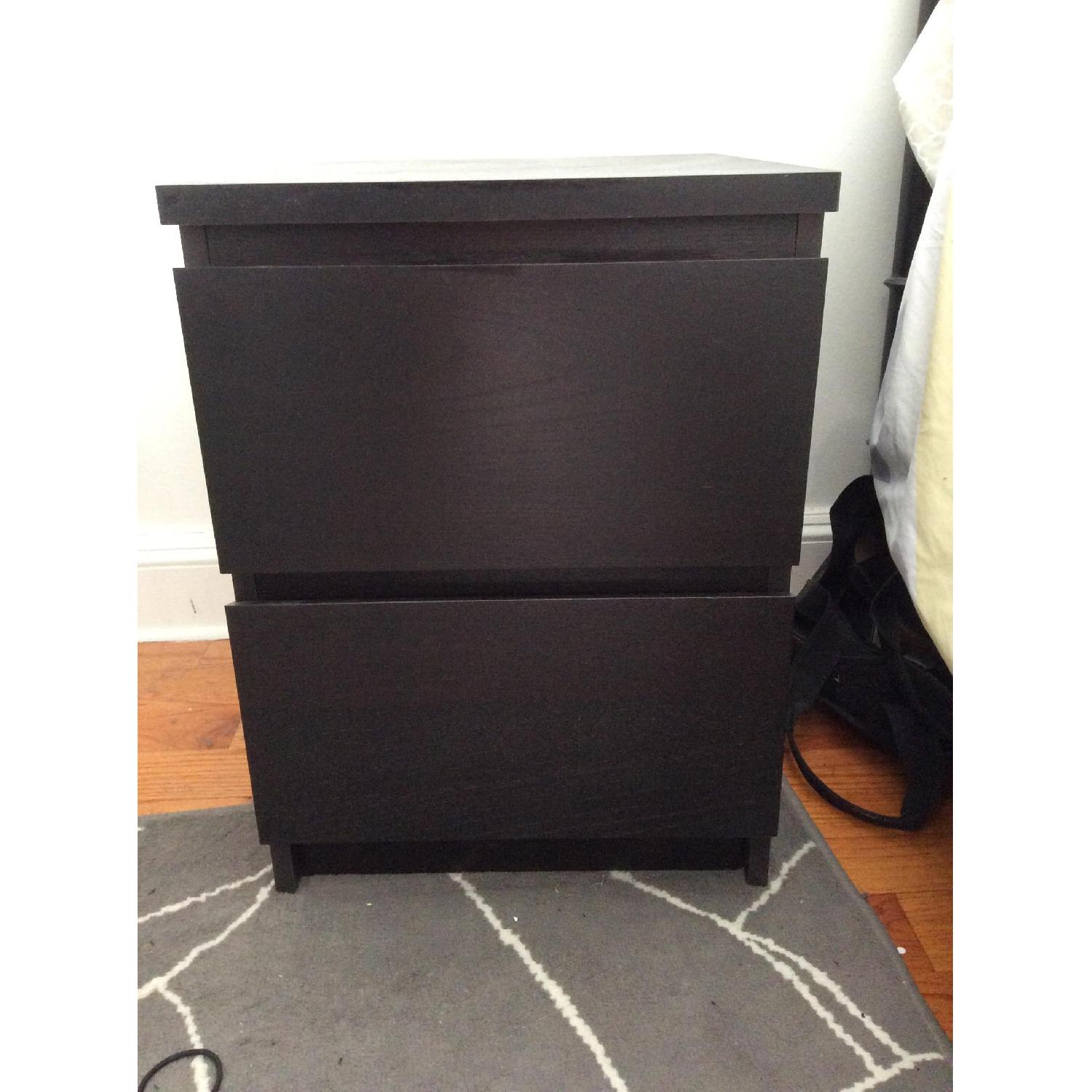 Ikea Malm Black Dresser + Nightstand & Matching Floating Shelf AptDeco