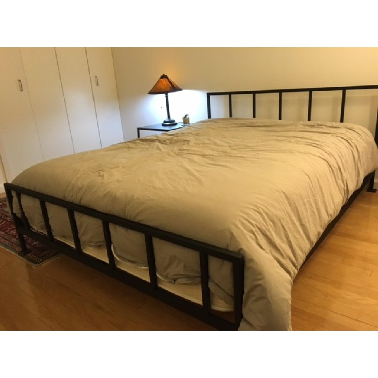 CB2 Alchemy Matte Black Queen Size Bed Frame - image-1