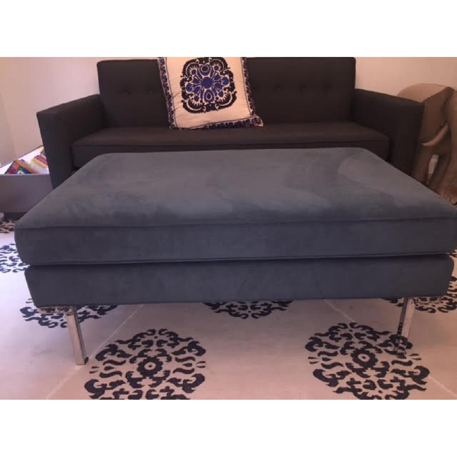 Design Within Reach Theater Ottoman in Slate Blue - image-1